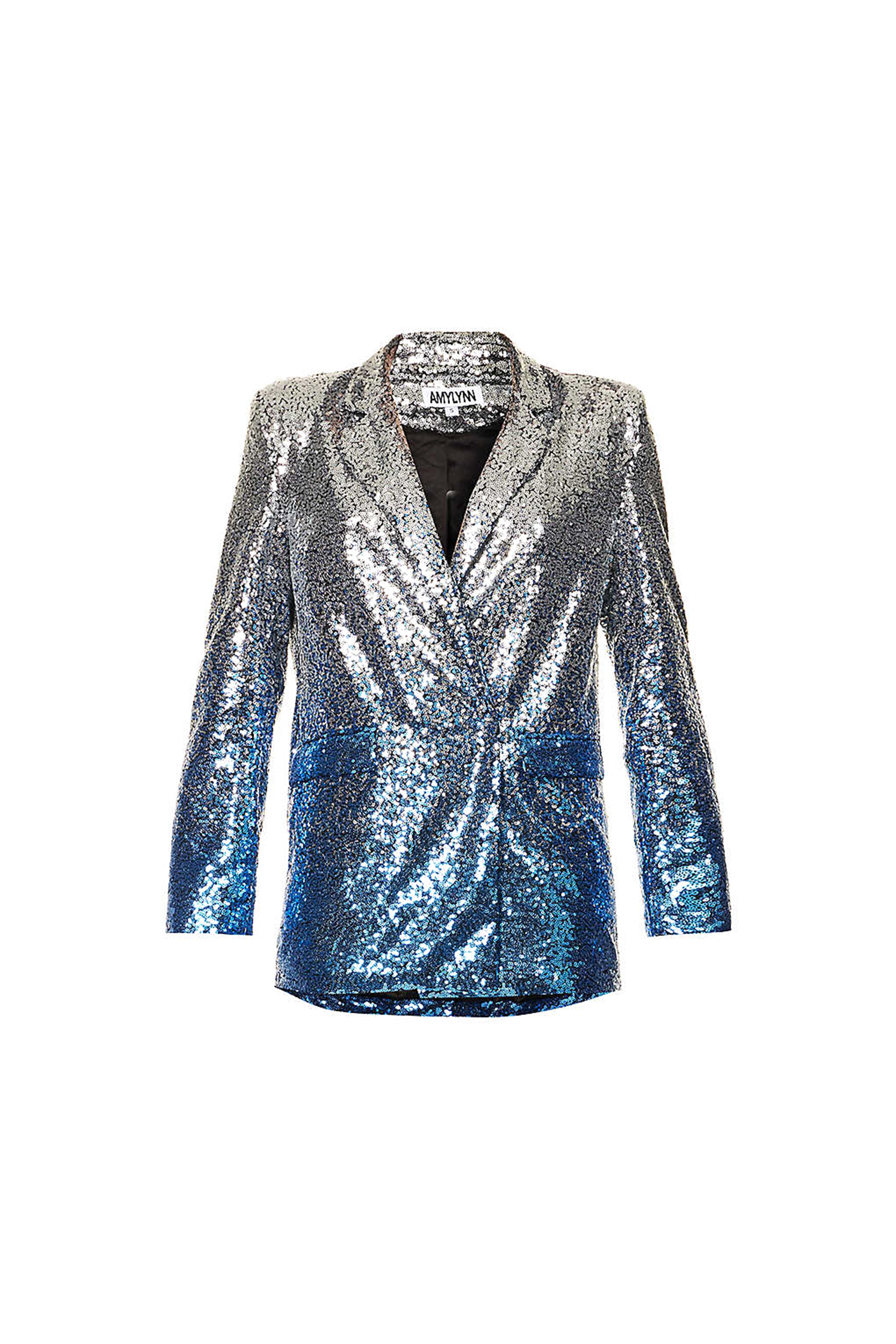 Women’s Blue / Silver Dua Ombre Sequin Blazer Medium Amy Lynn