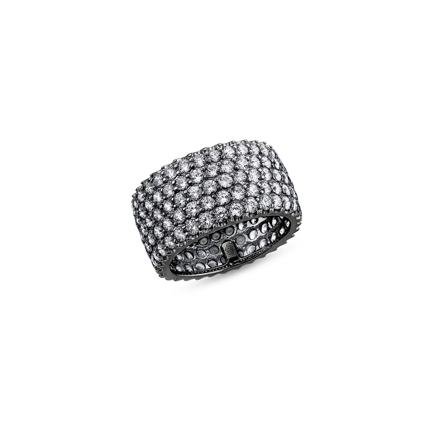 Sally Skoufis Men's Black / White Rebel Ring With Man Made White Cz Diamond Stimulant In Sterling Silver & Premium In Multi