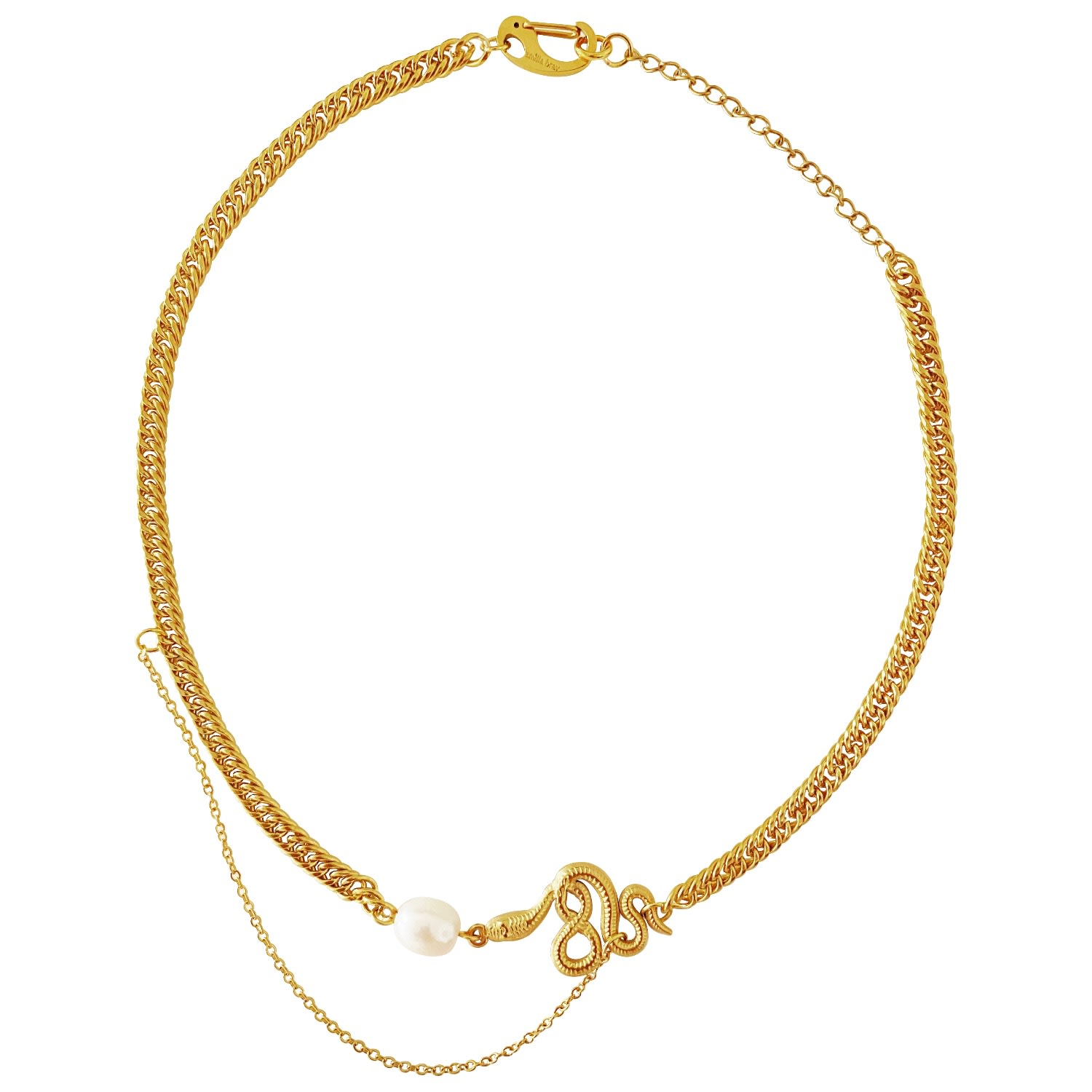 Women’s Gold / White Necklace Snake Smilla Brav