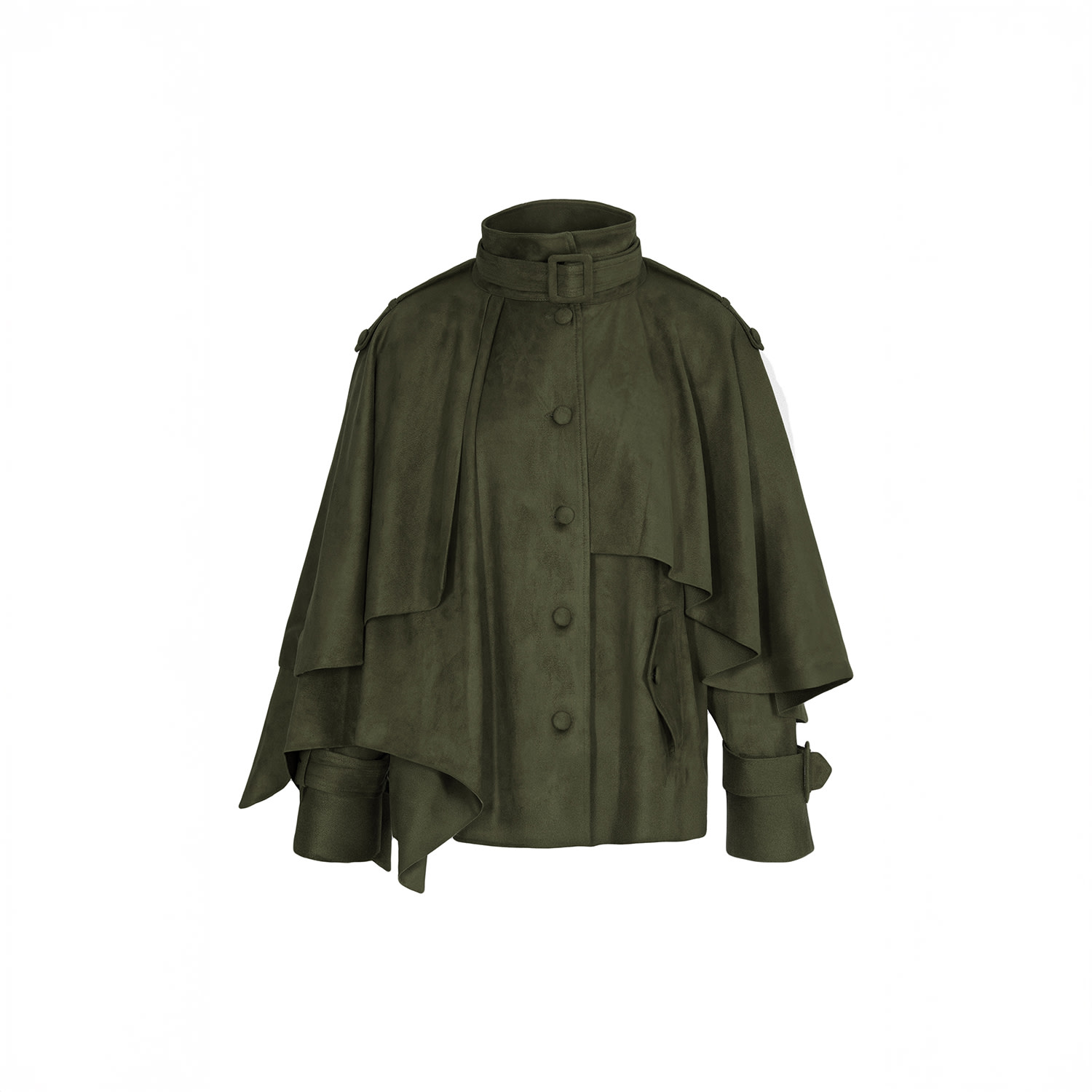 Women's Cape Jacket Oil Green-Green | Medium | Herfetch