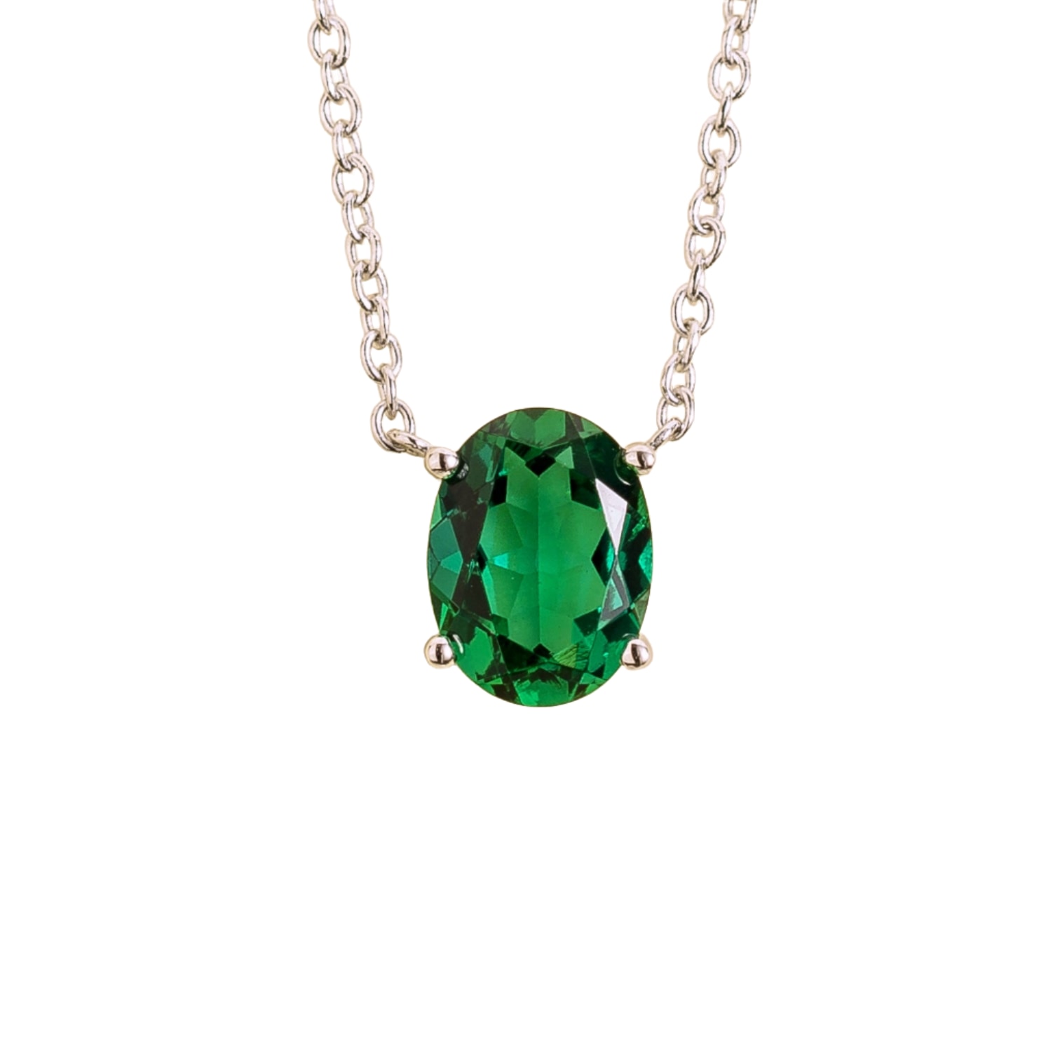 Juvetti Women's Green / White Ovo White Gold Necklace Set With Emerald In Multi