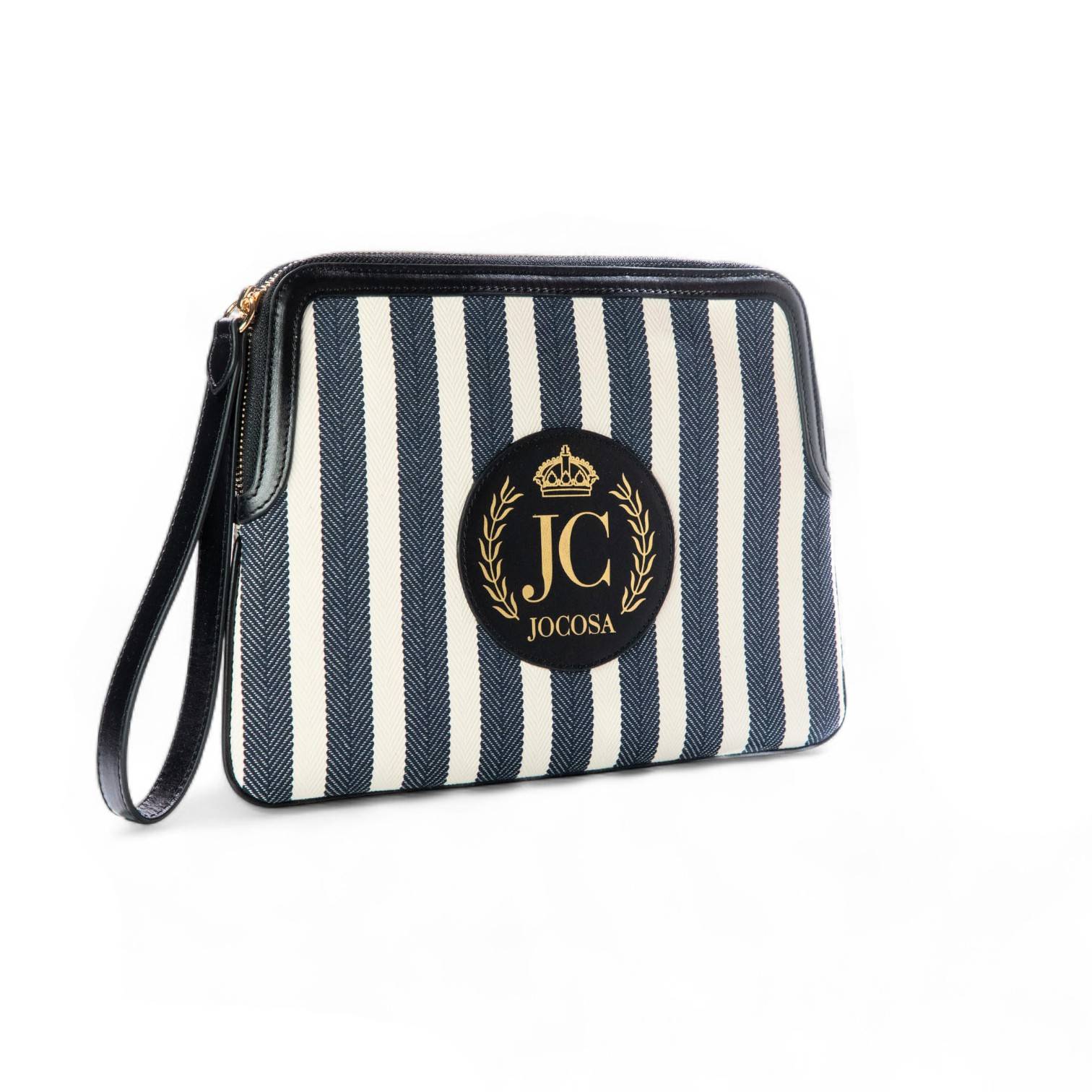 Jocosa Women's Black / White Stripe Clutch Bag - Black & White Stripes