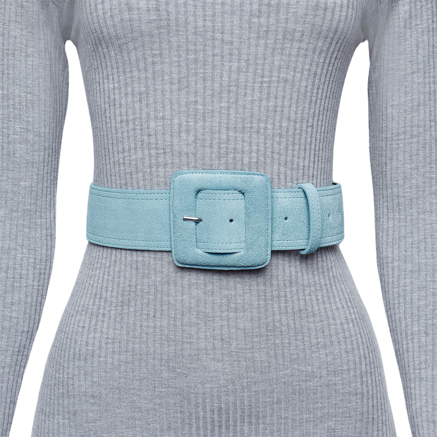 Suede Square Buckle Belt - Baby Blue | BeltBe | Wolf & Badger