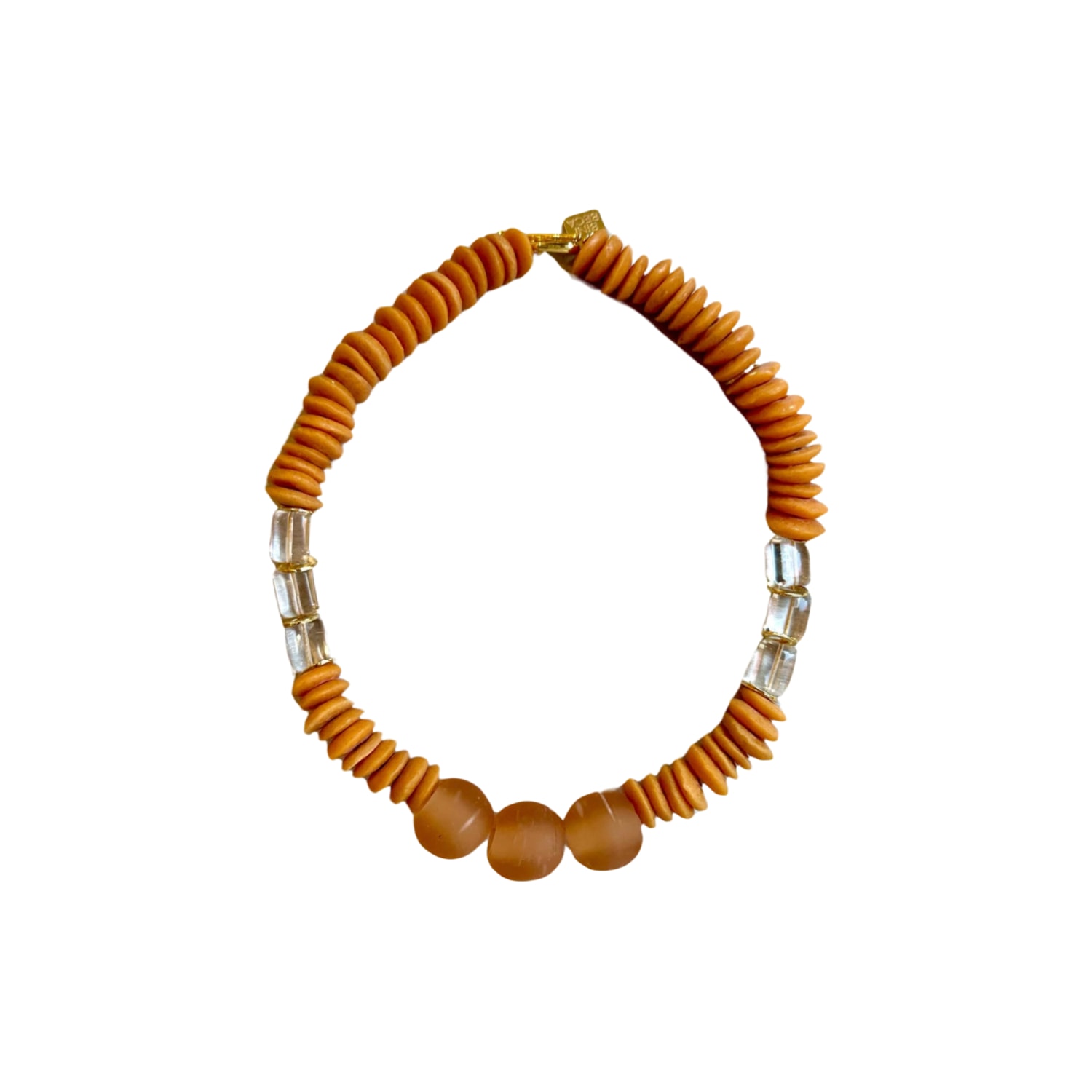 Women’s Yellow / Orange Frosted Glass Beads Necklace In Peach Binibeca Design