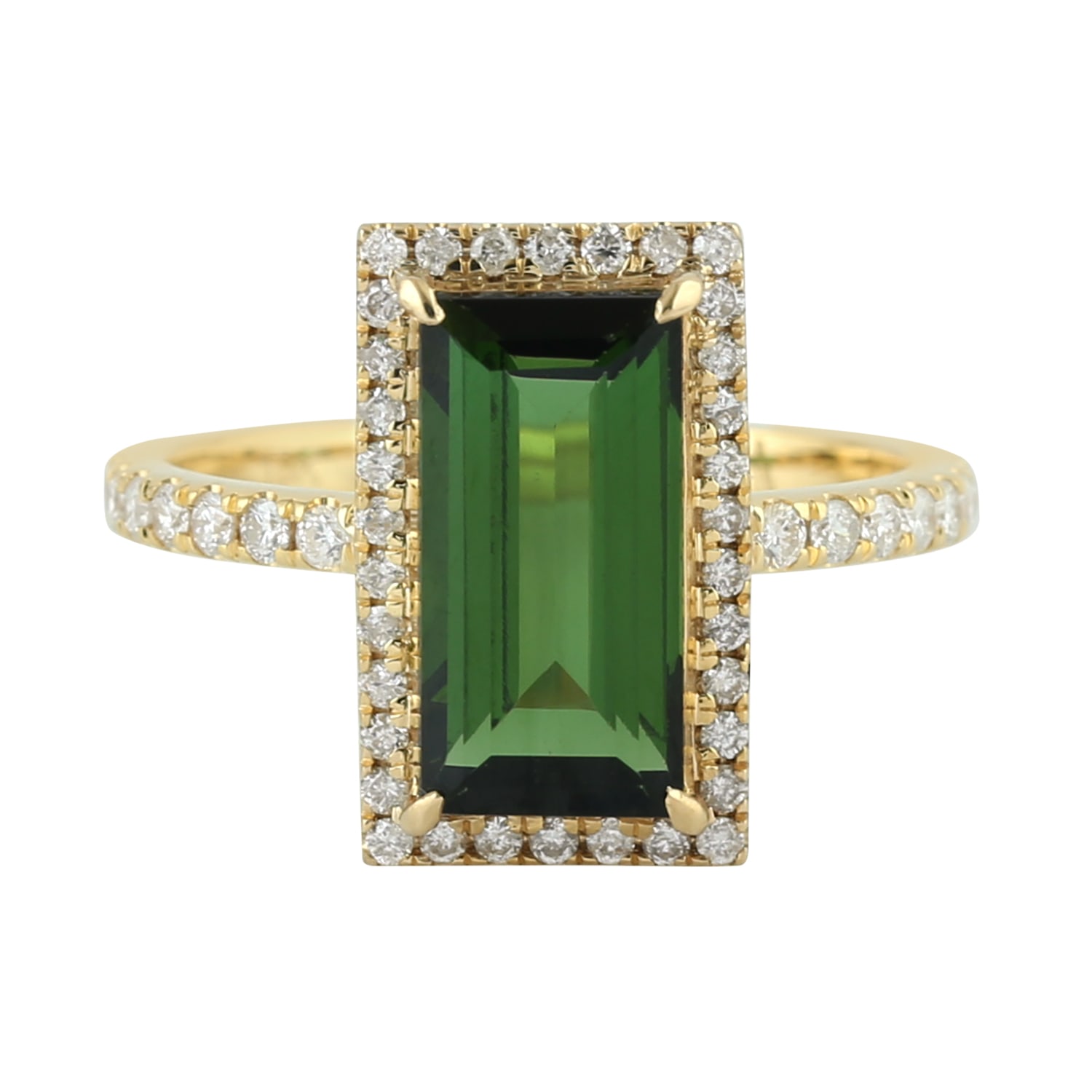 Women’s White / Yellow / Orange 18K Solid Yellow Gold With Pave Diamond & Baguette Tourmaline Cocktail Ring Artisan