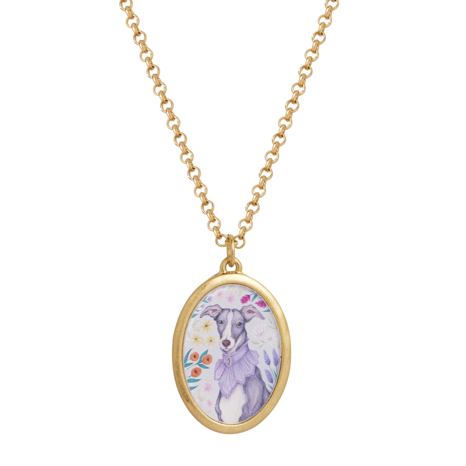 Women’s Gold Fable Catherine Rowe Pet Portraits Whippet Pendant Short Necklace Fable England