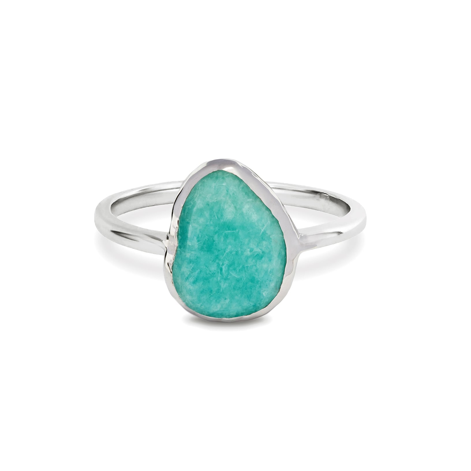 Zohreh V. Jewellery Women's Green / Blue / Silver Amazonite Pebble Ring Sterling Silver
