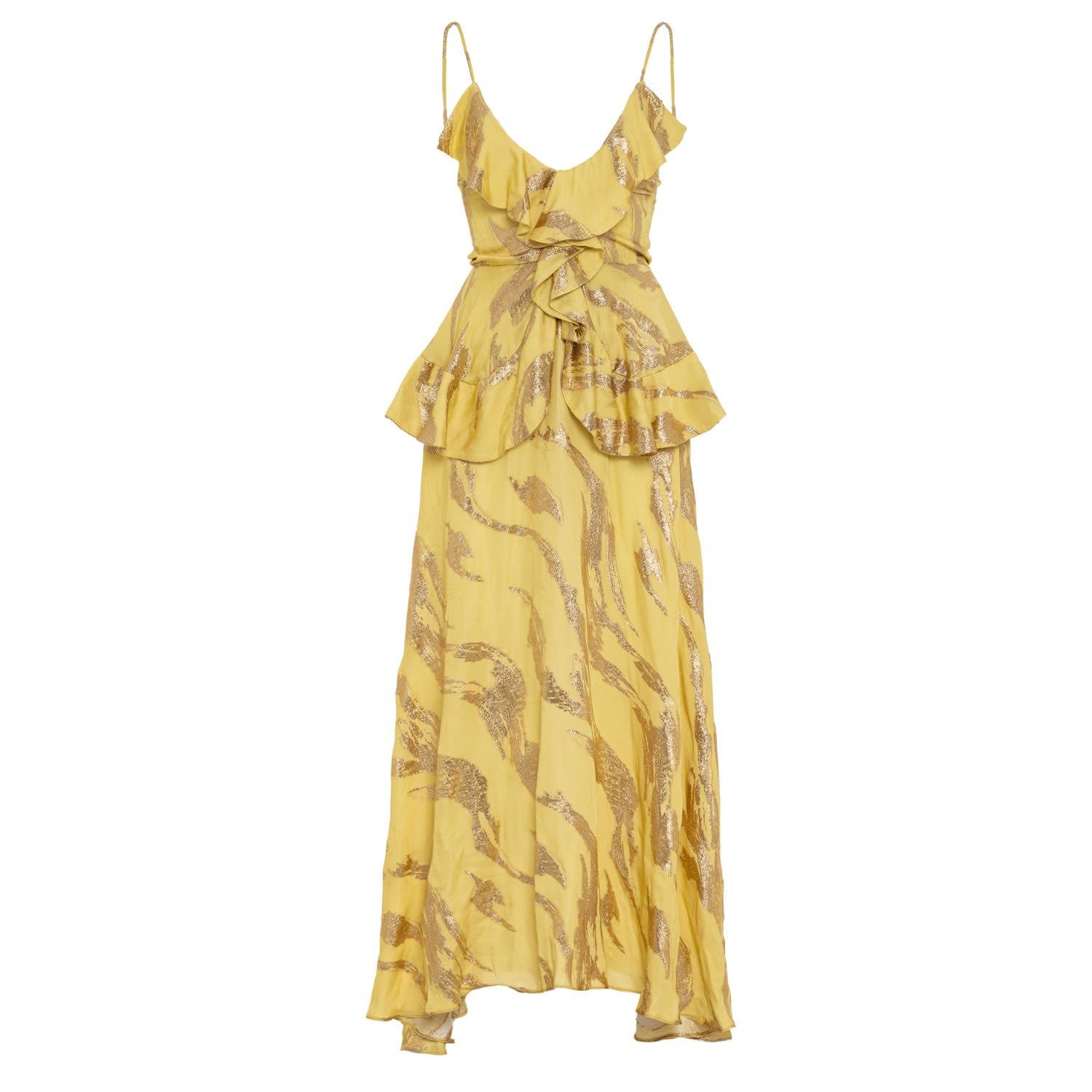Fickle Hearts Women's Yellow / Orange Kiara Maxi Yellow Gold Silk Summer Dress
