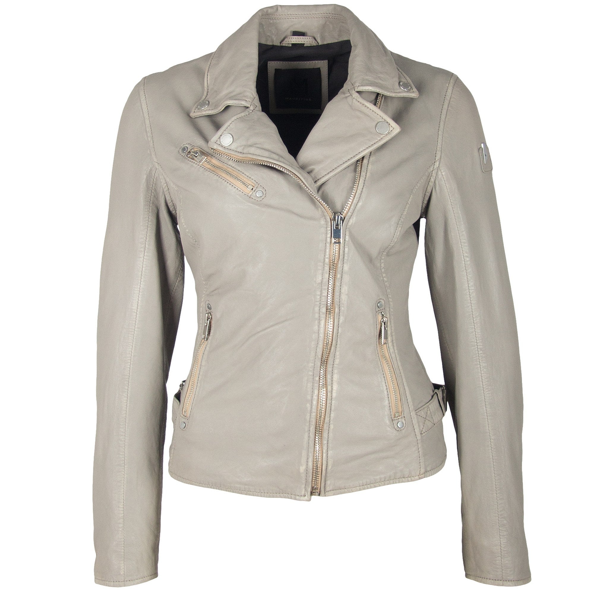 Mauritius Women's Sofia Rf Leather Jacket, Silver Grey In Gray
