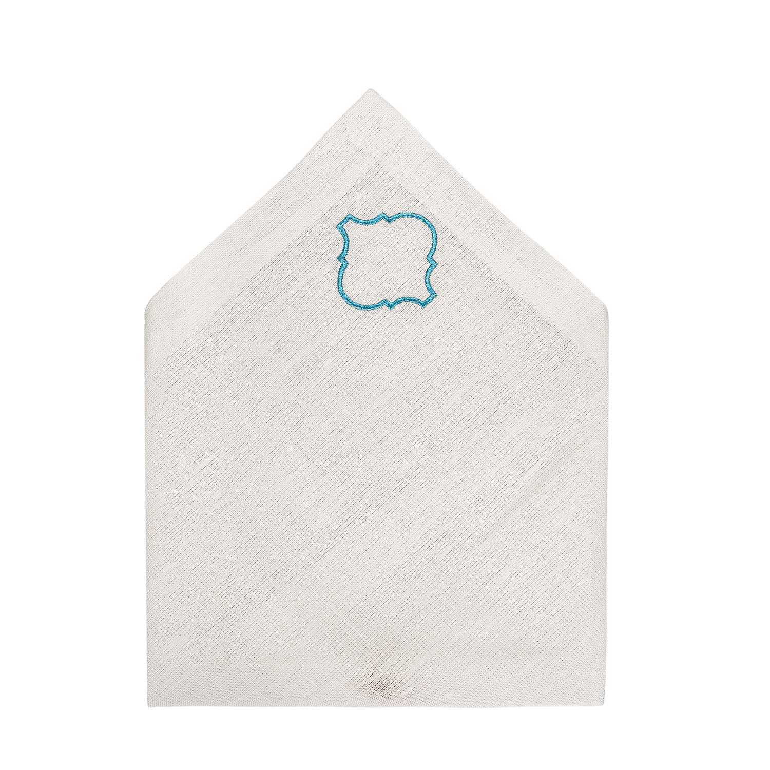 Km Home Collection Neutrals Turqoise Catena Linen Napkin Set Of 2 In White