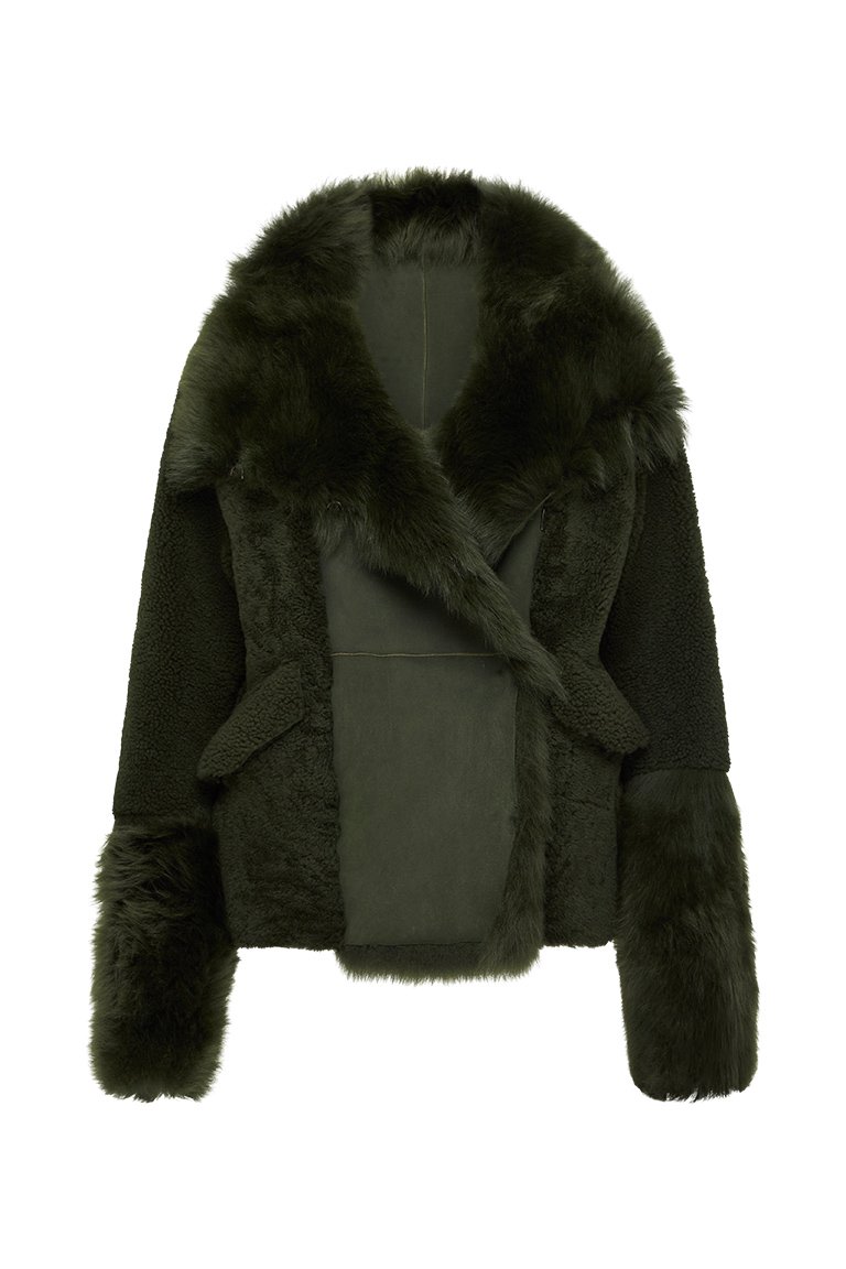 Women’s Spring Street Shearling Coat Moss Green Shearling Medium West 14Th