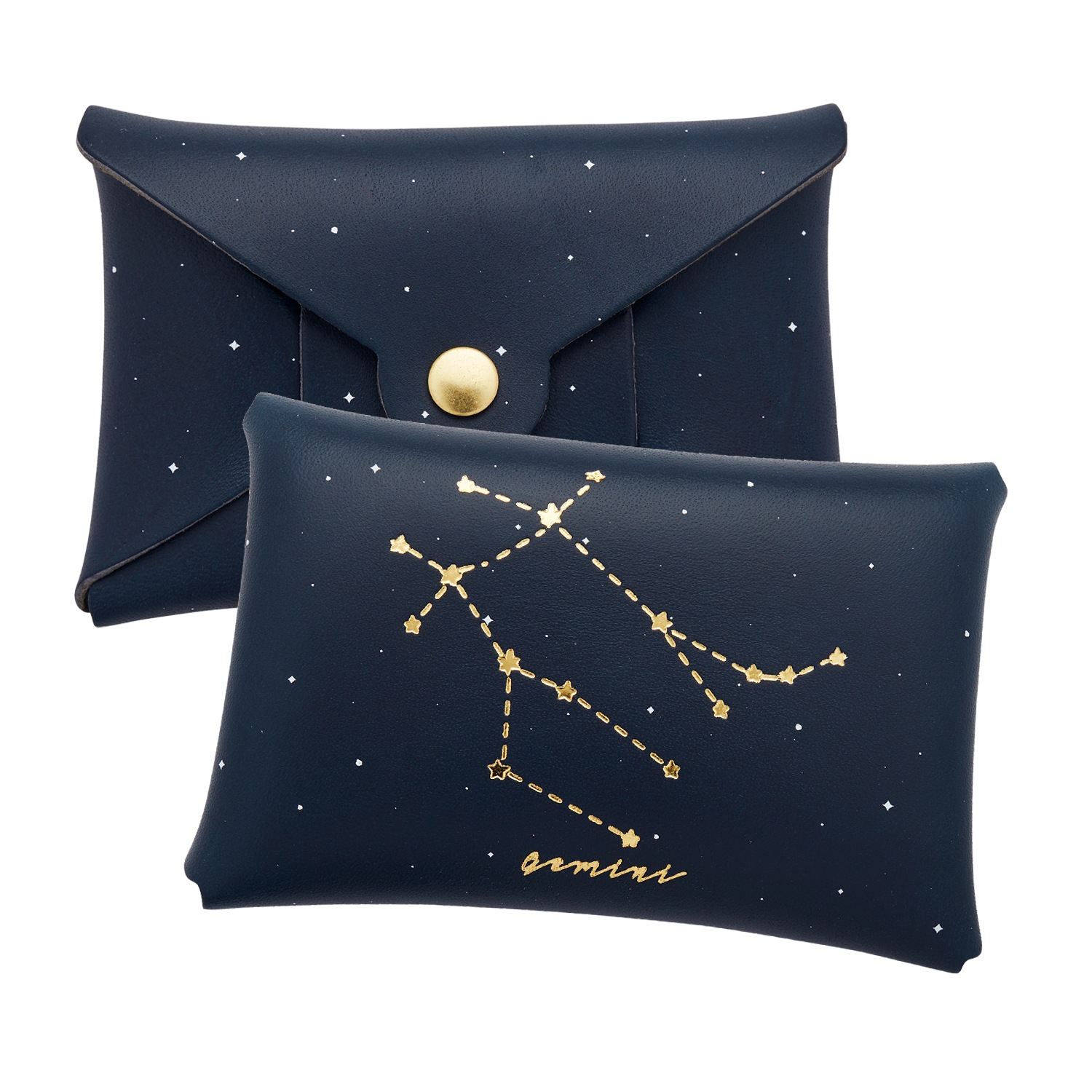 Women’s Blue Gemini Zodiac Star Sign Leather Card + Coin Purse Sbri