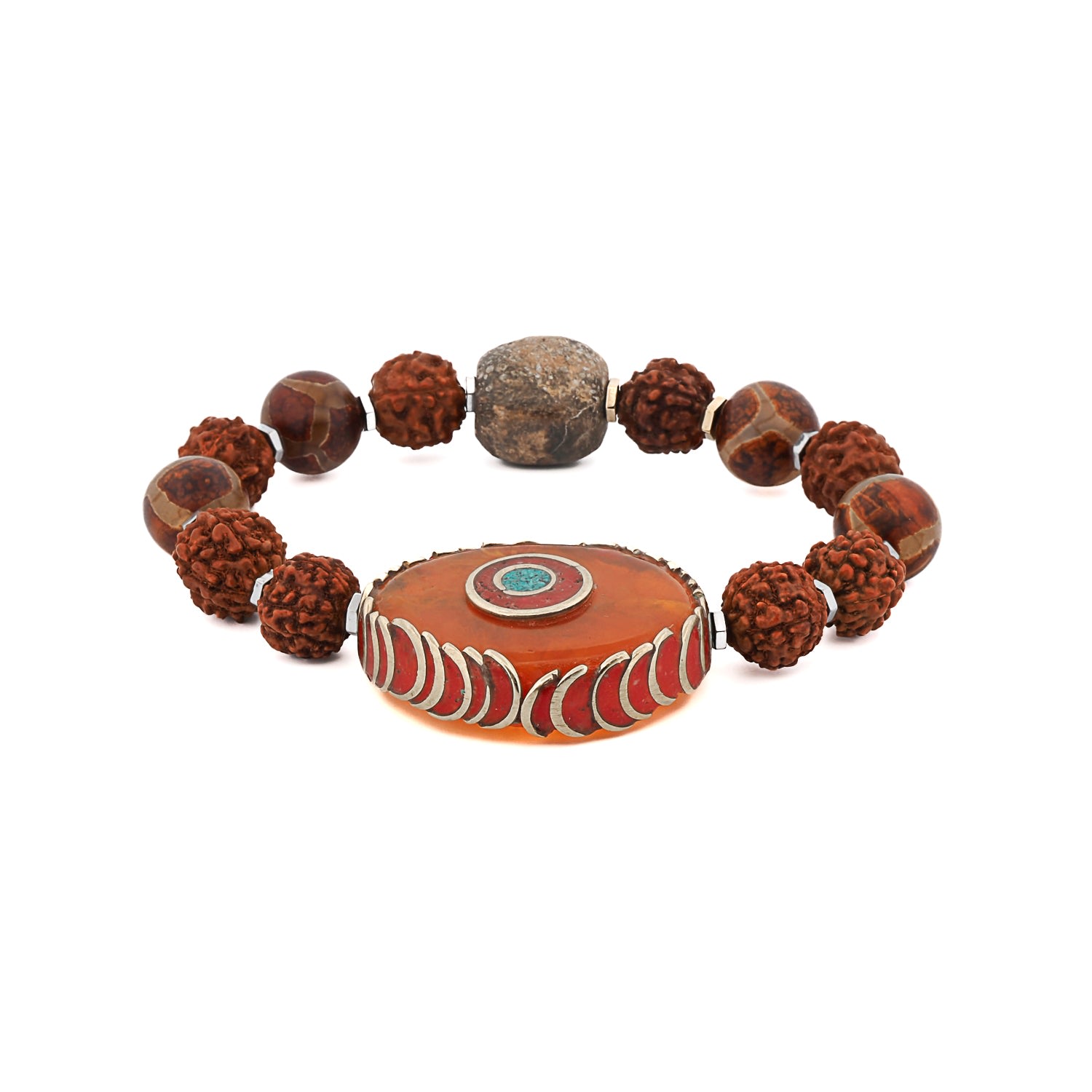 Women’s Yellow / Orange / Brown Prayer Beads Rudraksha Meditation Mala Bracelet - Brown Ebru Jewelry