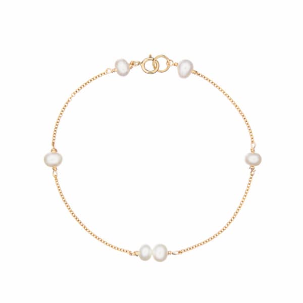Lily & Roo Gold Six Pearl Bracelet In Pearl