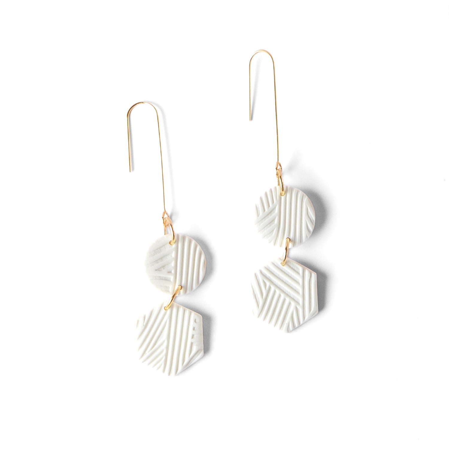 Women’s White Geometric Dangly Earrings By Chavelli