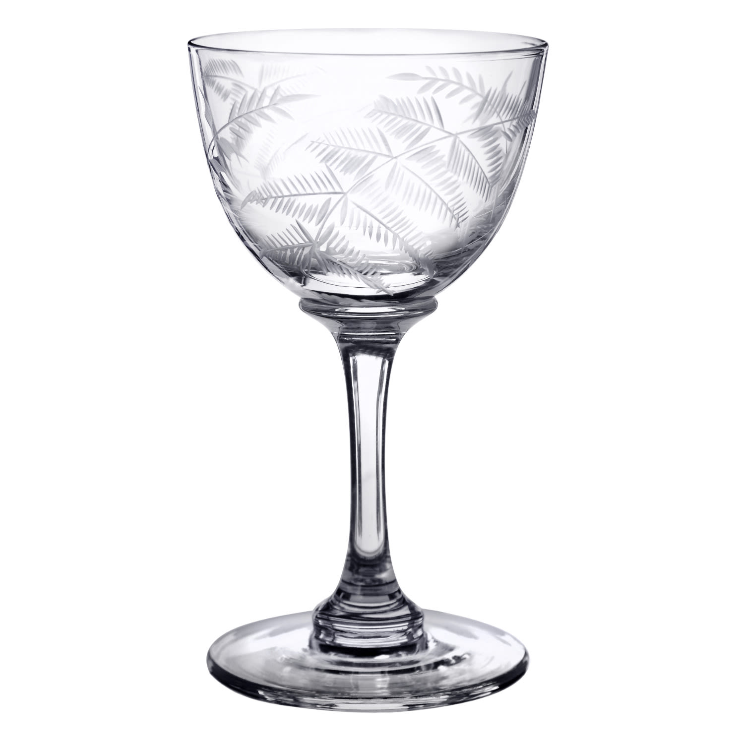 Six Hand-Engraved Crystal Liqueur Glasses With Ferns Design The Vintage List