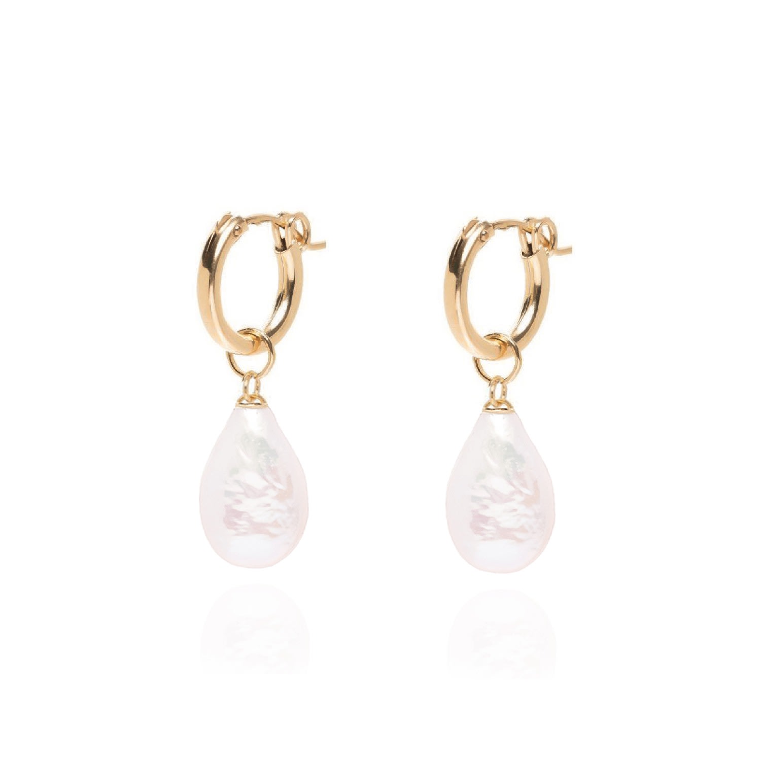 Women’s Serenity Baroque Pearl Gold Hoop Earrings Ella Palm