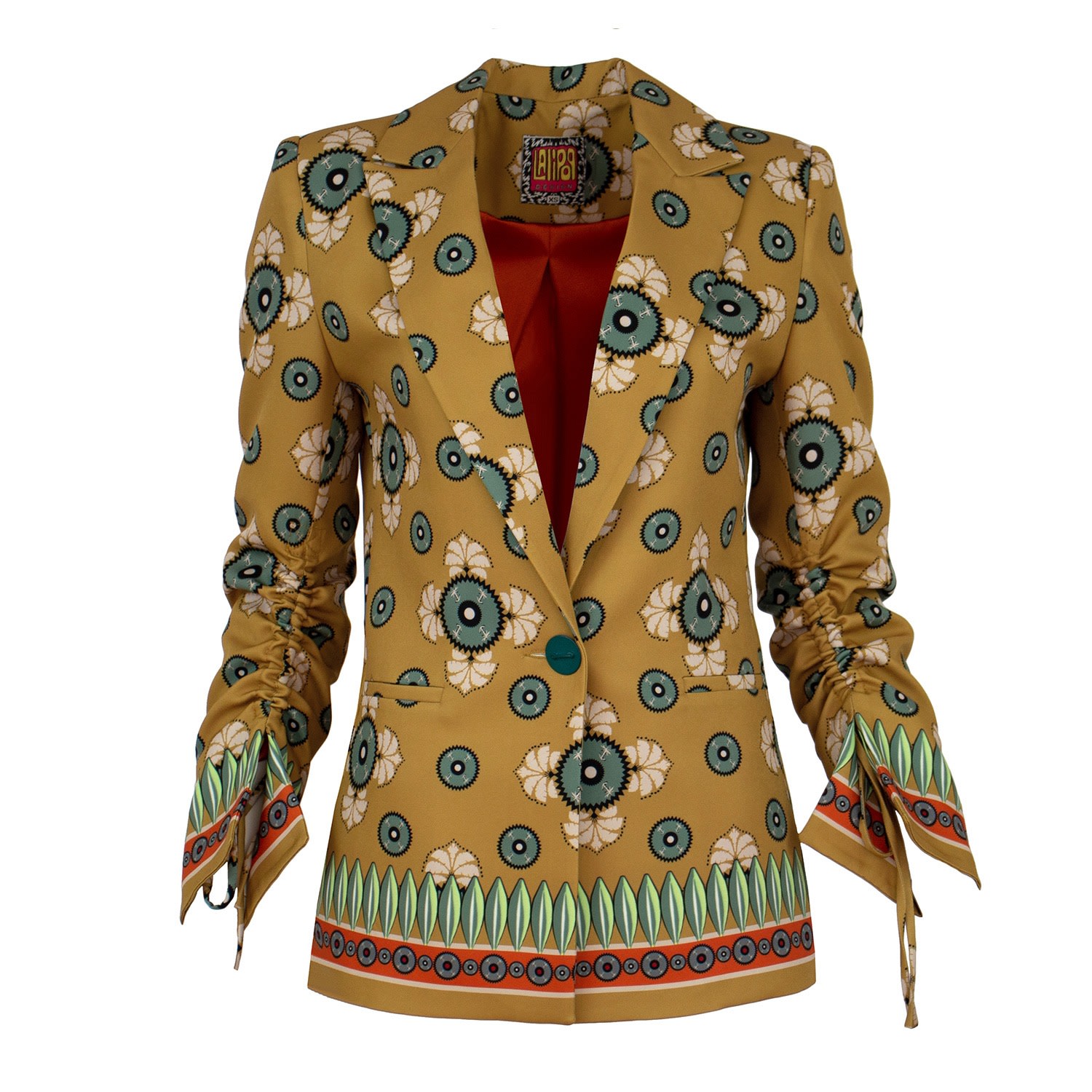 Lalipop Design Women's Abstract Flower Print Blazer Jacket With Lining In Orange