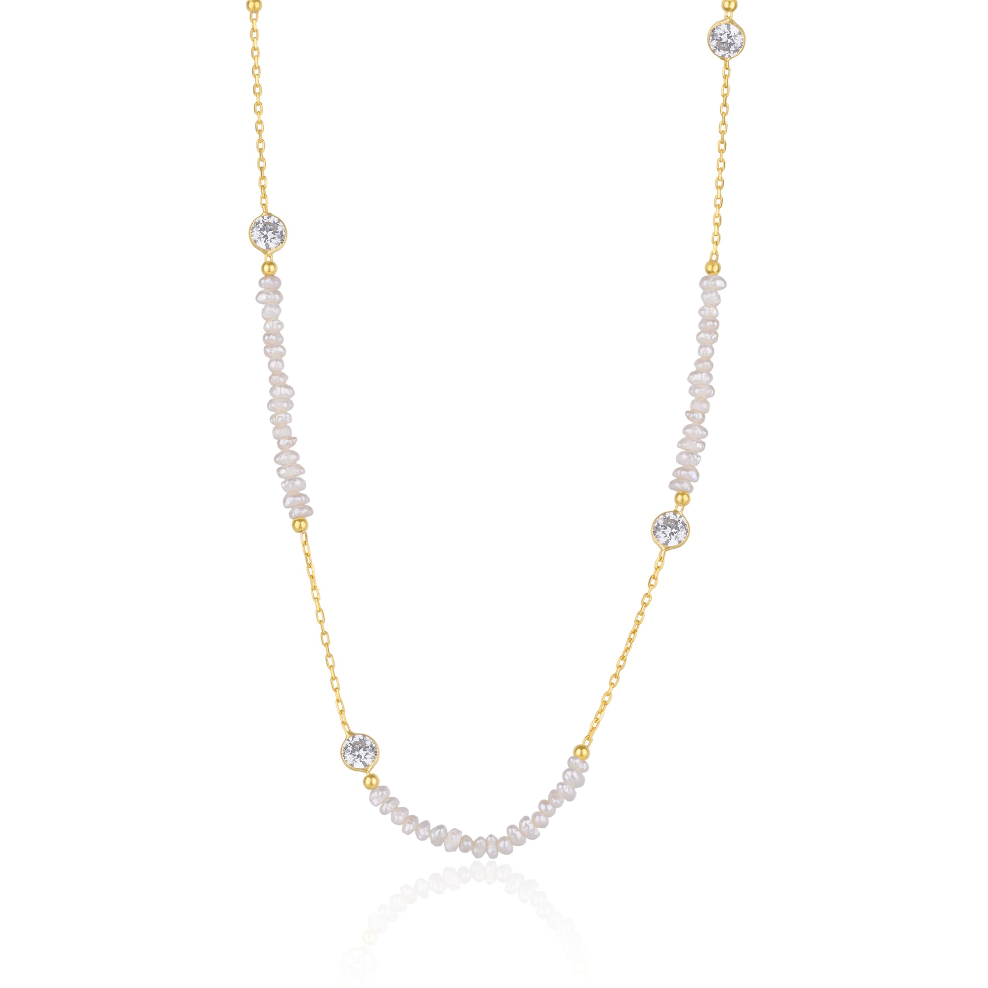 Spero London Women's Baroque Irregular Pearl Jewelled Sterling Silver Chain Necklace In Gold In Gold