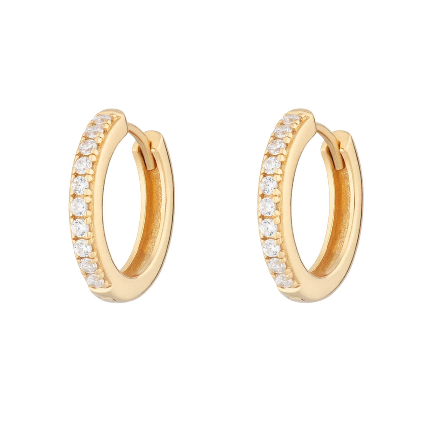 Women's Gold Large Huggie Earrings With Clear Stones | Scream Pretty