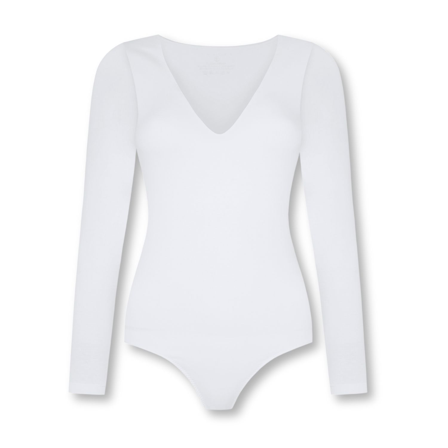 Not Basics Women's Organic Cotton Long Sleeve V-neck Bodysuit, White In White