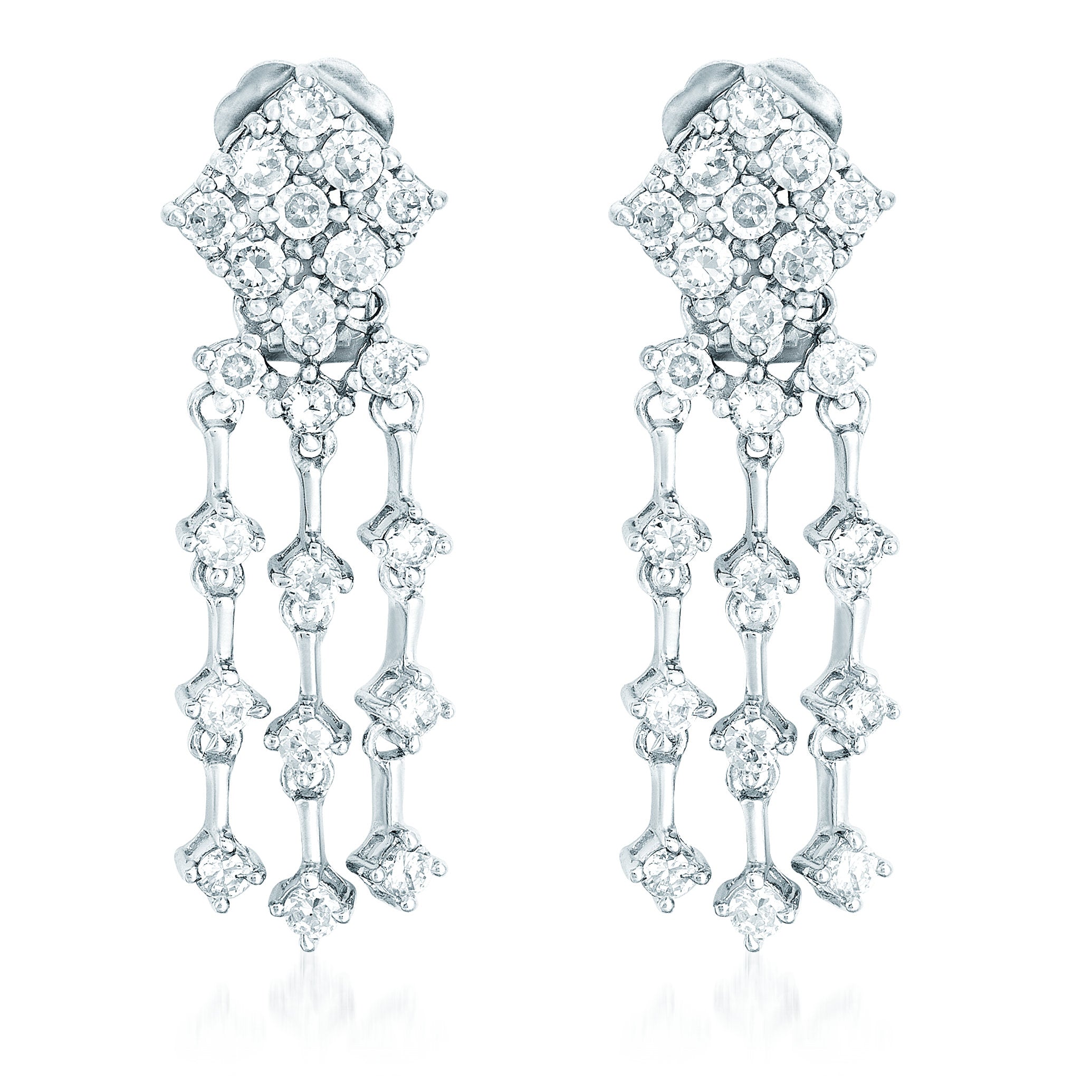 Genevive Jewelry Women's White / Silver Sterling Silver Cubic Zirconia Dream Catcher Earrings In Multi