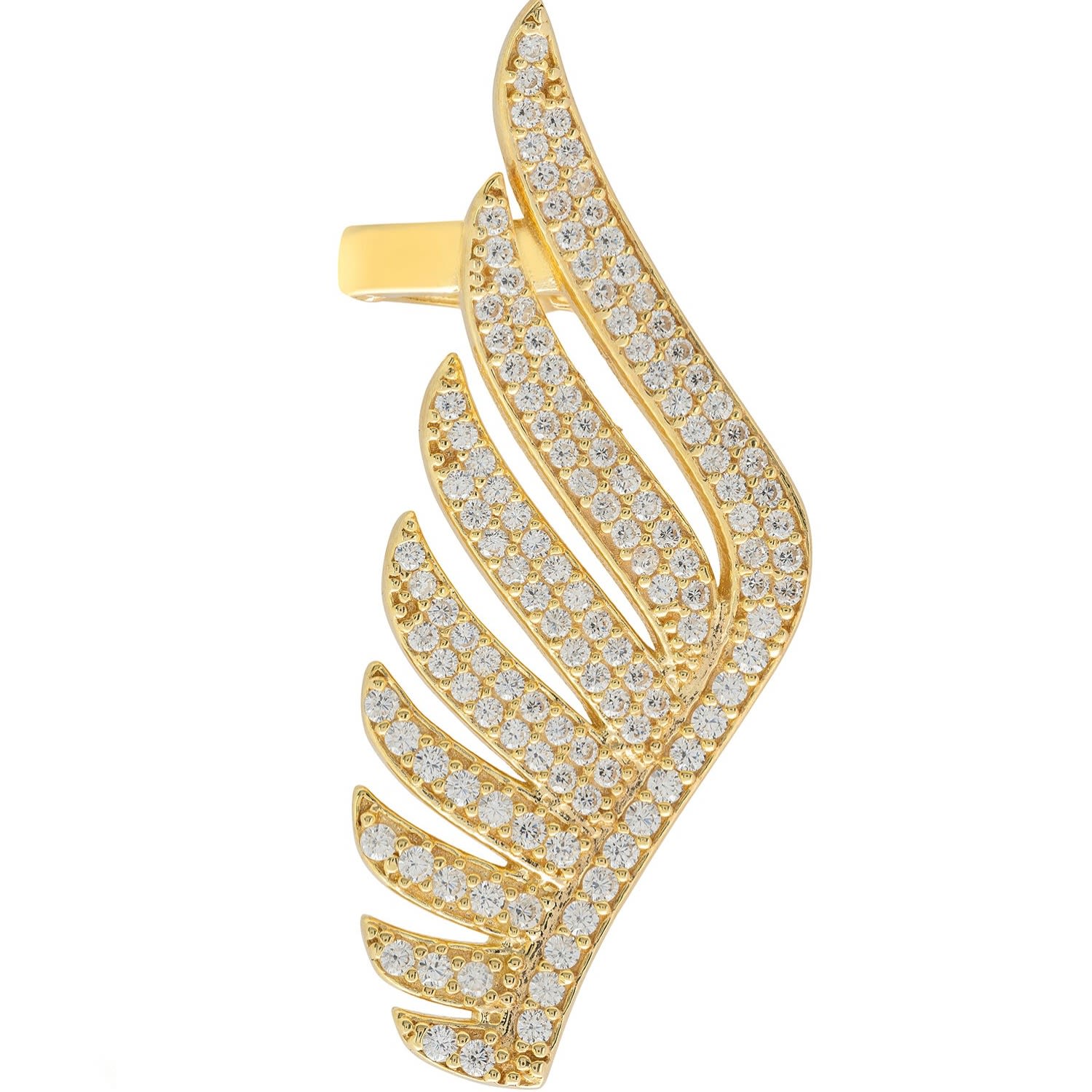 Women’s Gold / White Athena Angel Wing Single Ear Climber Gold Right Latelita