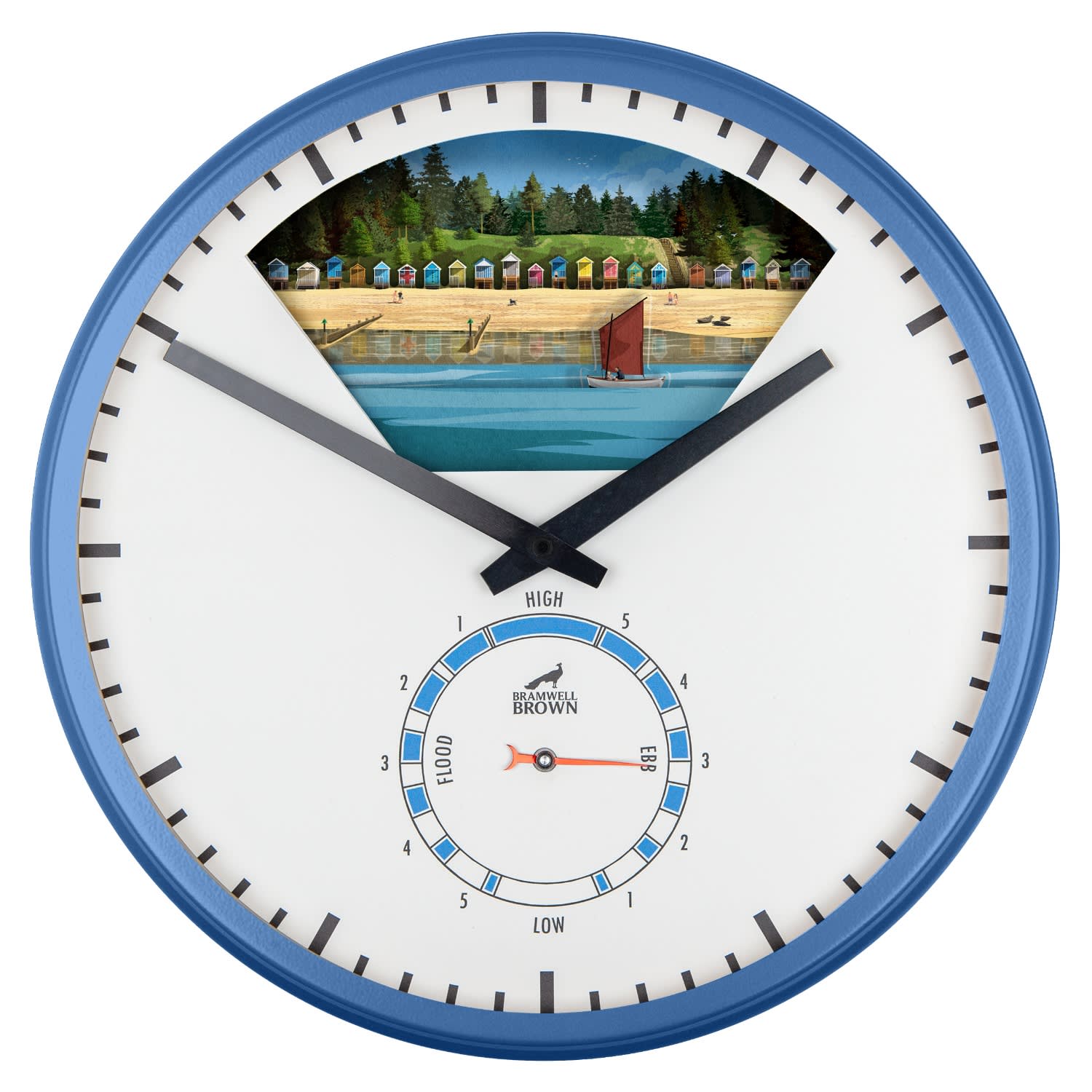Bramwell Brown Clocks Wells-next-the-sea, Norfolk - Limited Edition Tide Clock - Summer Blue In Blue