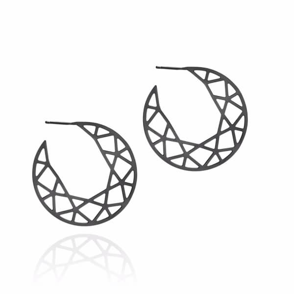 Shop Myia Bonner Black Brilliant Diamond Hoop Earrings