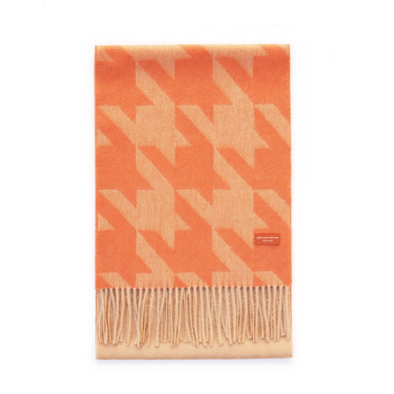 Women’s Yellow / Orange Houndstooth Wool Scarf - Orange Jessie Zhao New York