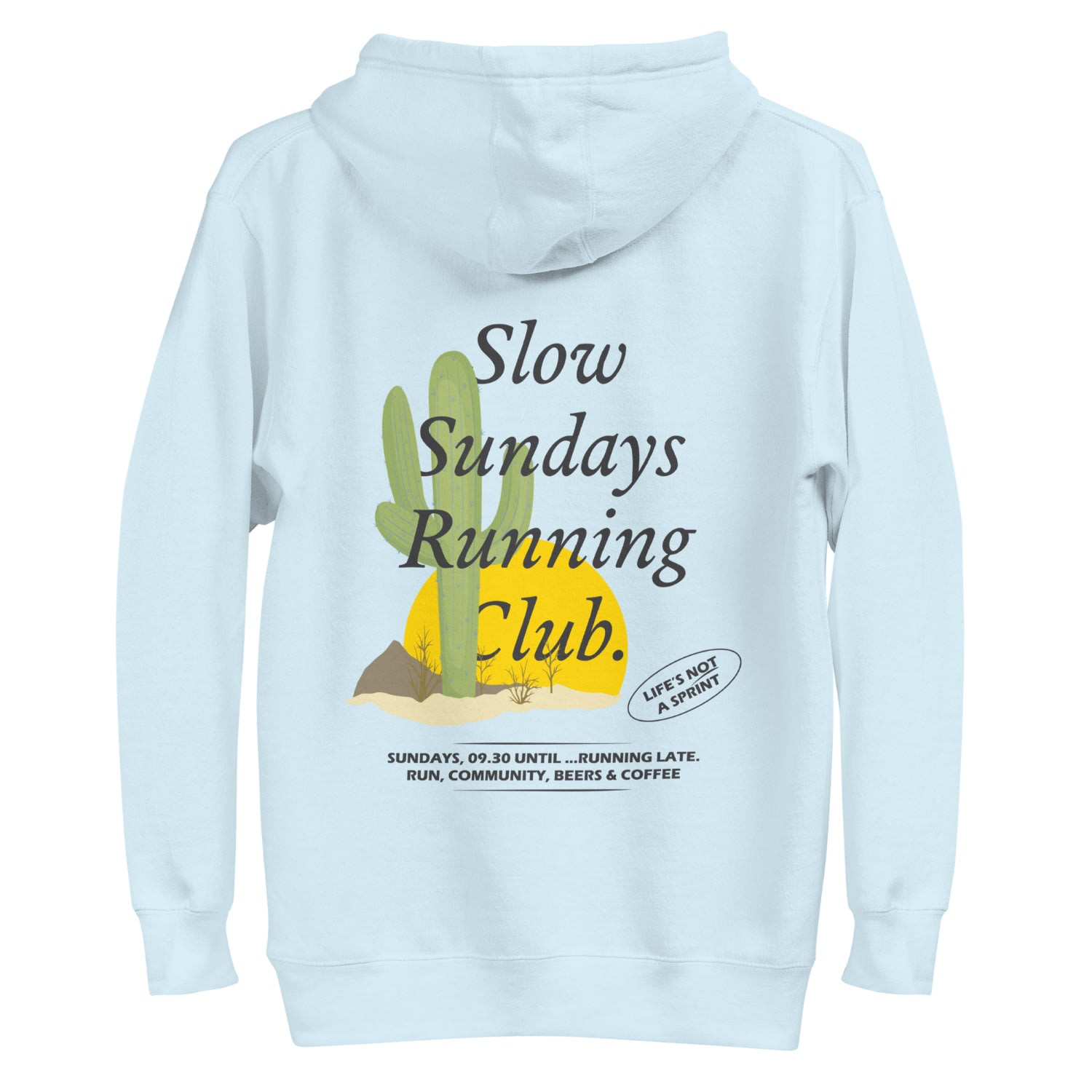 Anchor & Crew Sky Blue Cactus Slow Sundays Running Club Cotton Blend Hoodie - Men In Blue