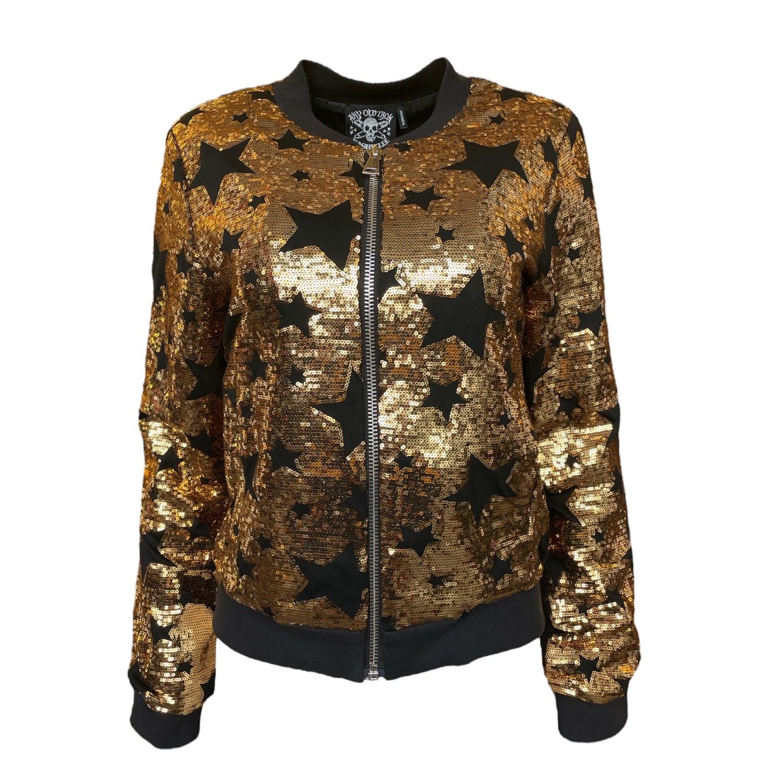 Women's Gold / Black Goldie Sequin Bomber Jacket | Large | Any Old Iron