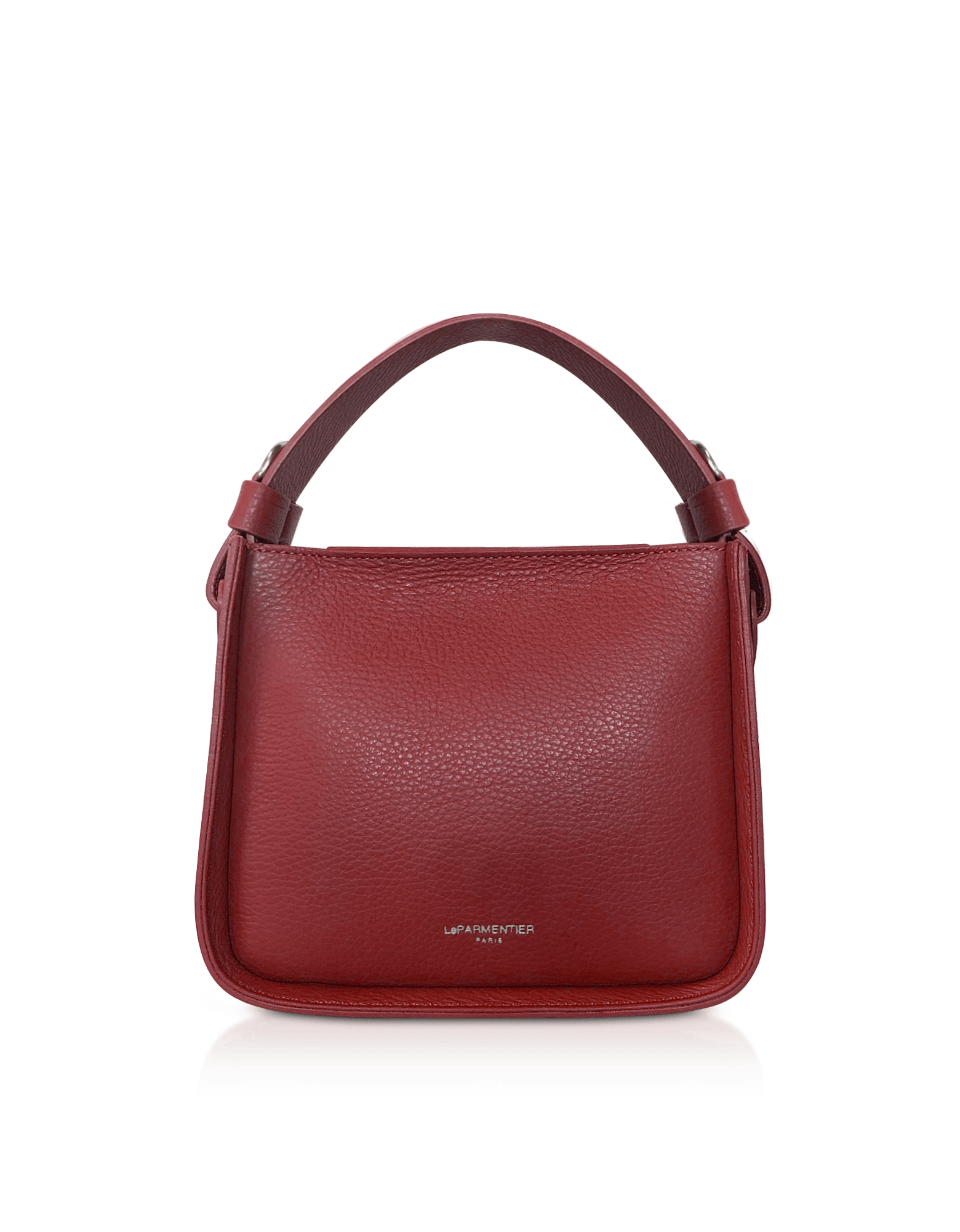 Le Parmentier Women's Duplo Small Hammered Leather Top Handle Bag - Red In Red