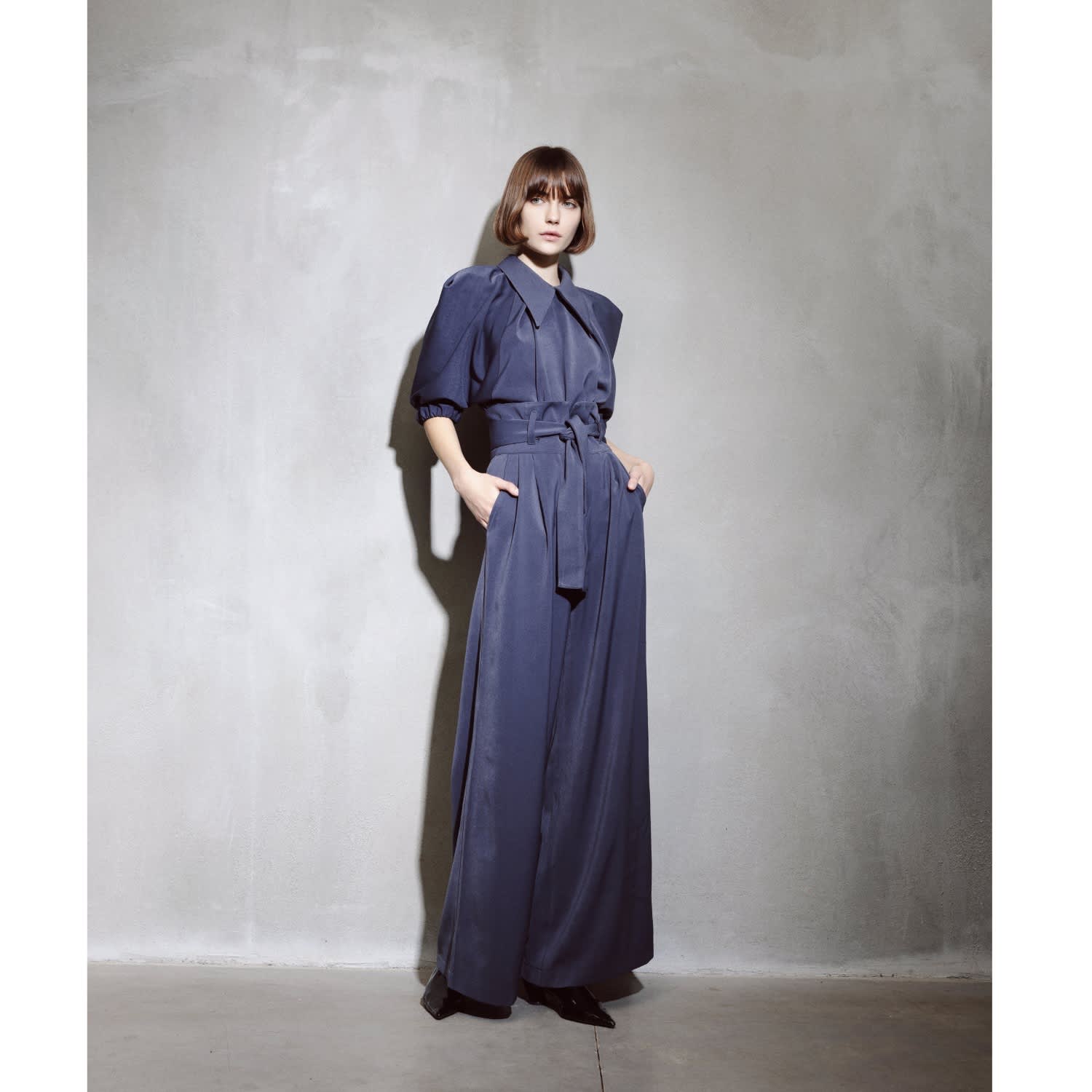 Wide Leg Trousers With Skirt Overlay Grey, Julia Allert