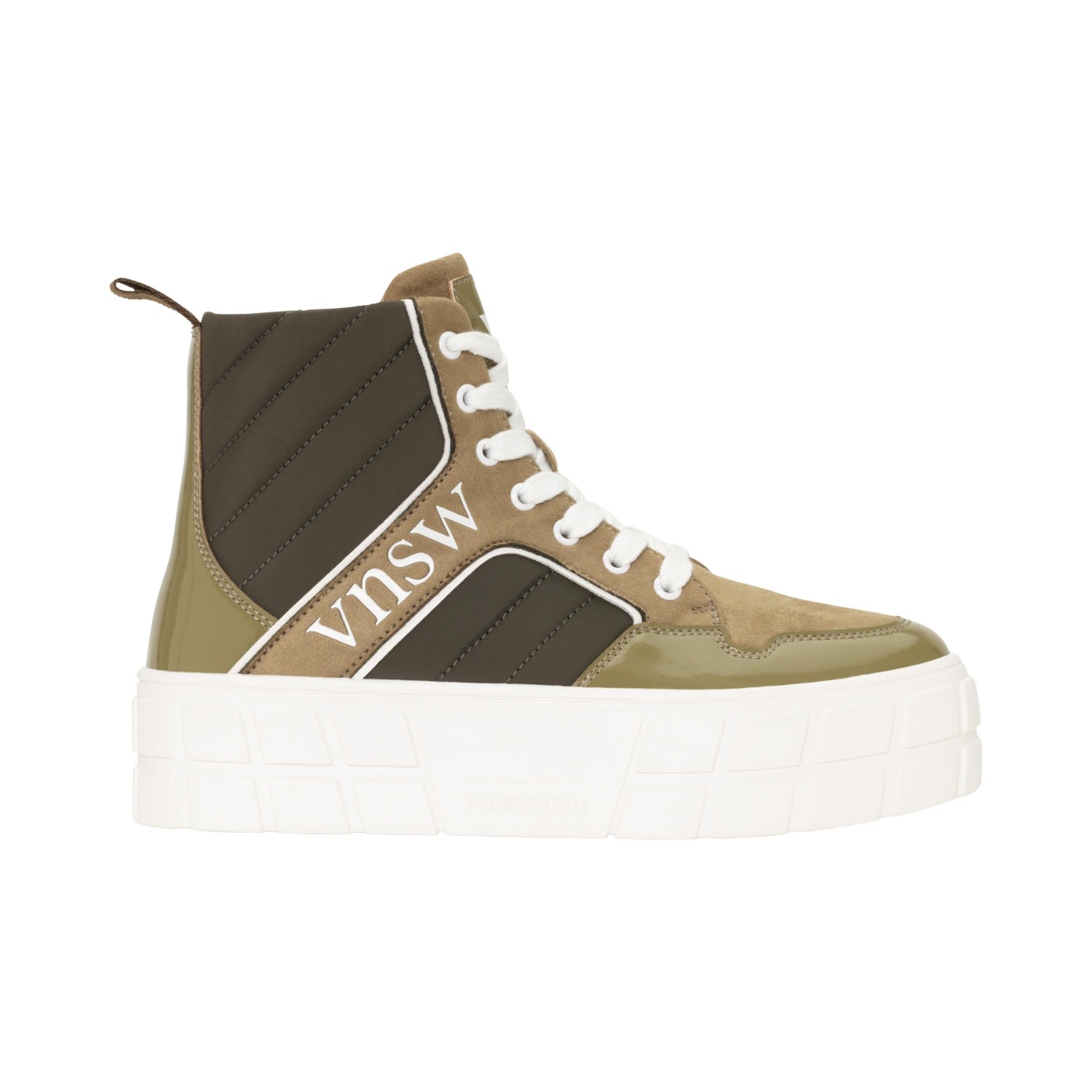 At Last... Women's Vanessa Wu Khaki Green Madeline Platform High Top Trainer In Green