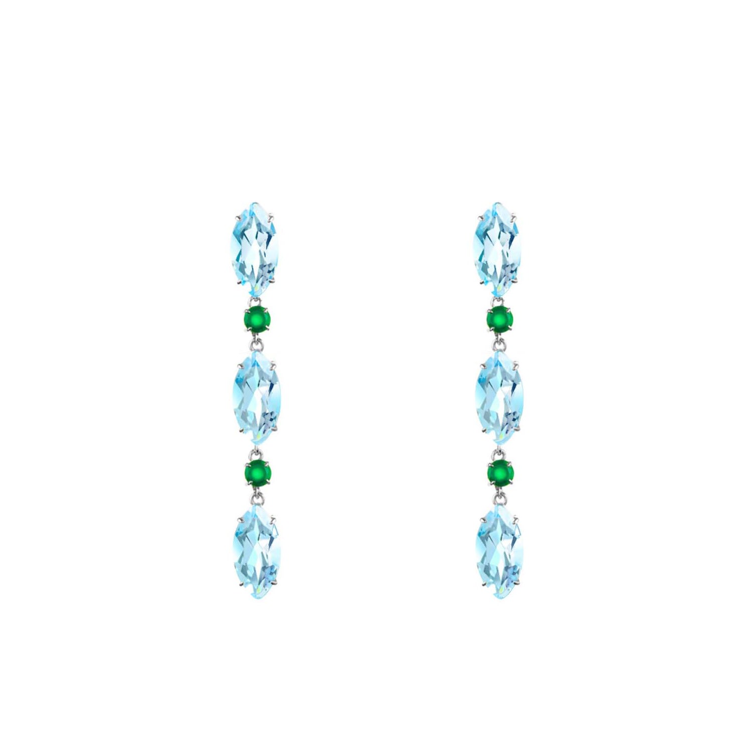 Women’s Green / Blue / Silver Blue Topaz & Agate Earrings Augustine Jewels