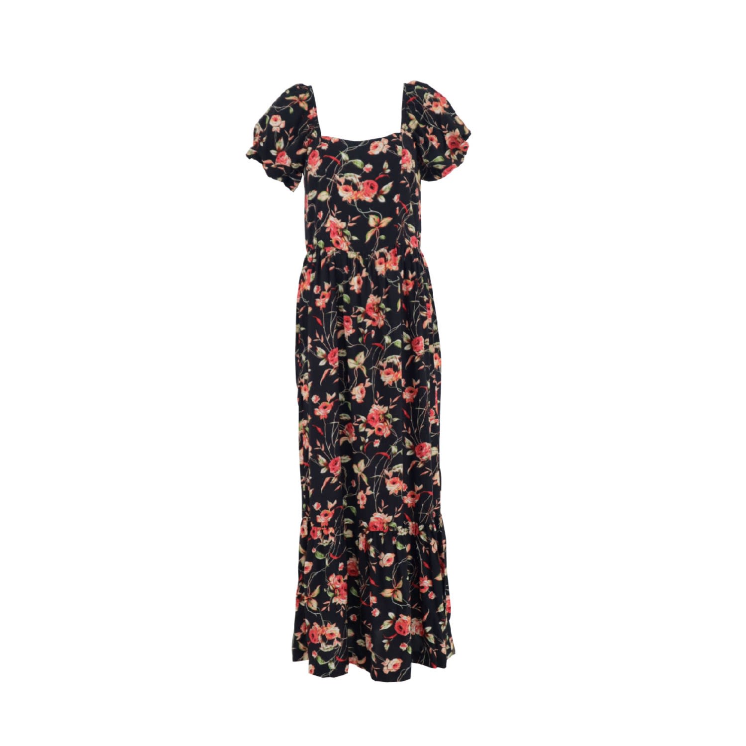 Women's Black Avyanna Maxi Dress Peony Red | Large | Morrato Bali