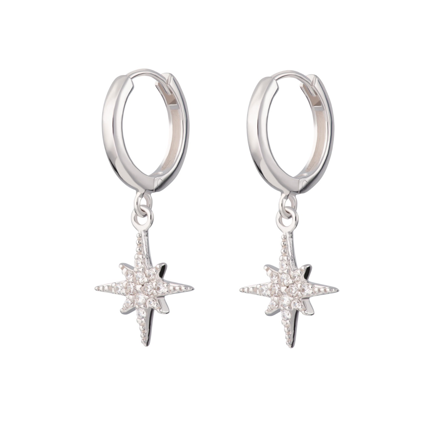Scream Pretty Women's Silver Starburst Hoop Earrings In Metallic