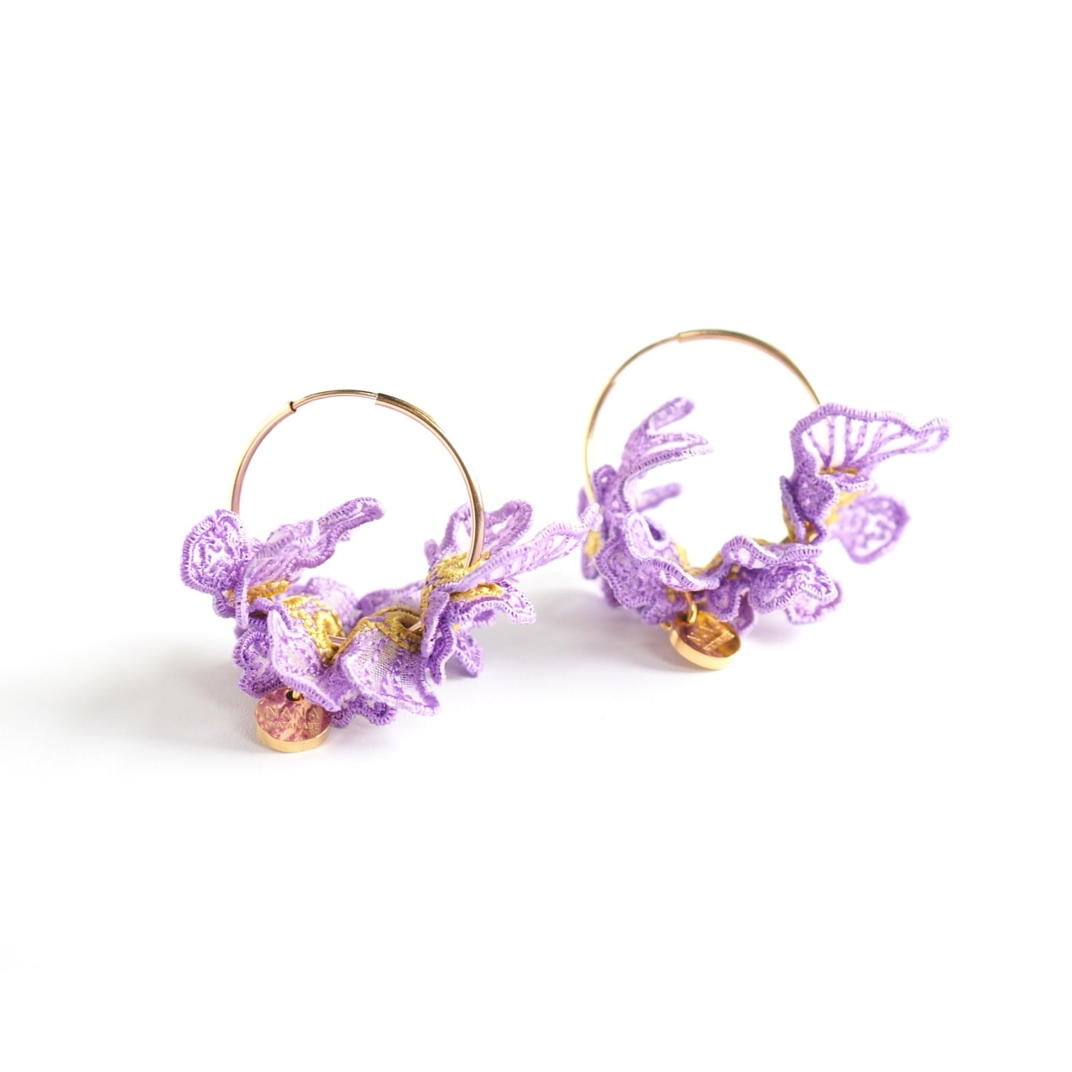 Nana Watanabe Women's Pink / Purple Swell Embroidery Earrings - Lavender