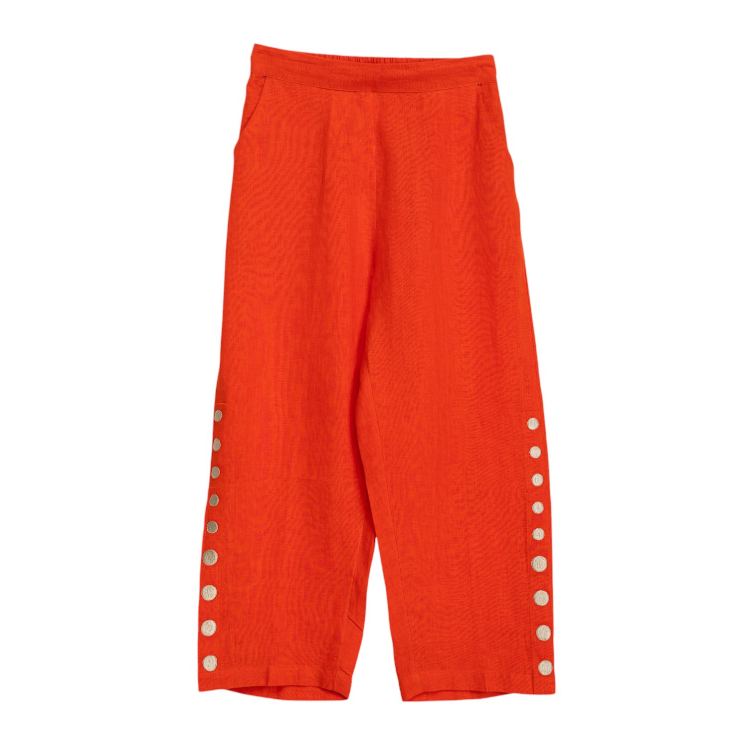 Niza Women's Yellow / Orange Orange Linen Trousers Cannes In Yellow/orange