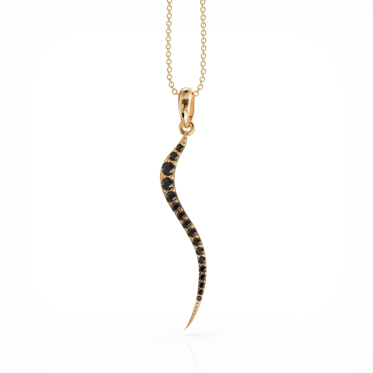 Linda Fiore Women's Gold / Black Swirl Necklace Gold With Onyx Cz
