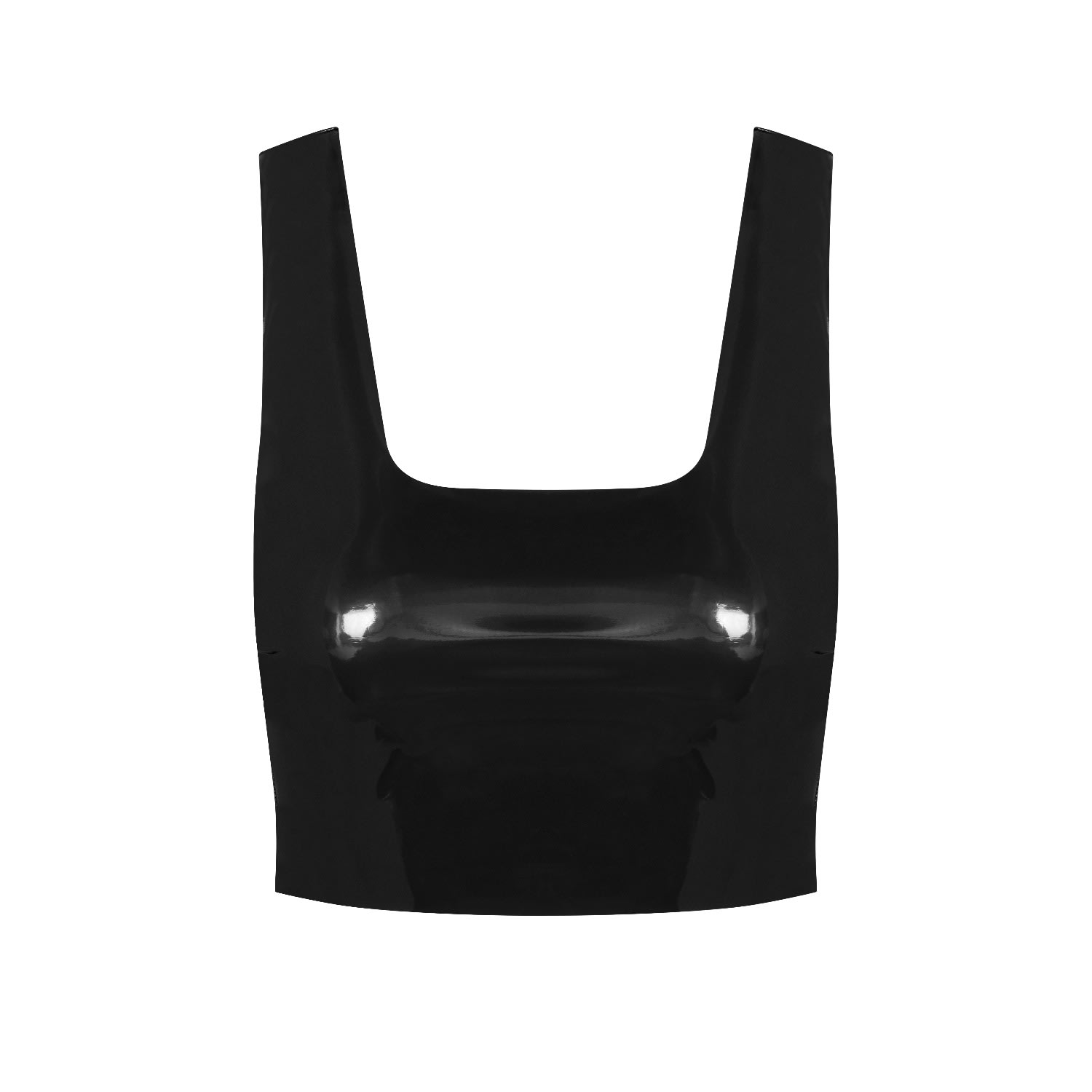 Commando Faux Patent Leather Crop Top In Black