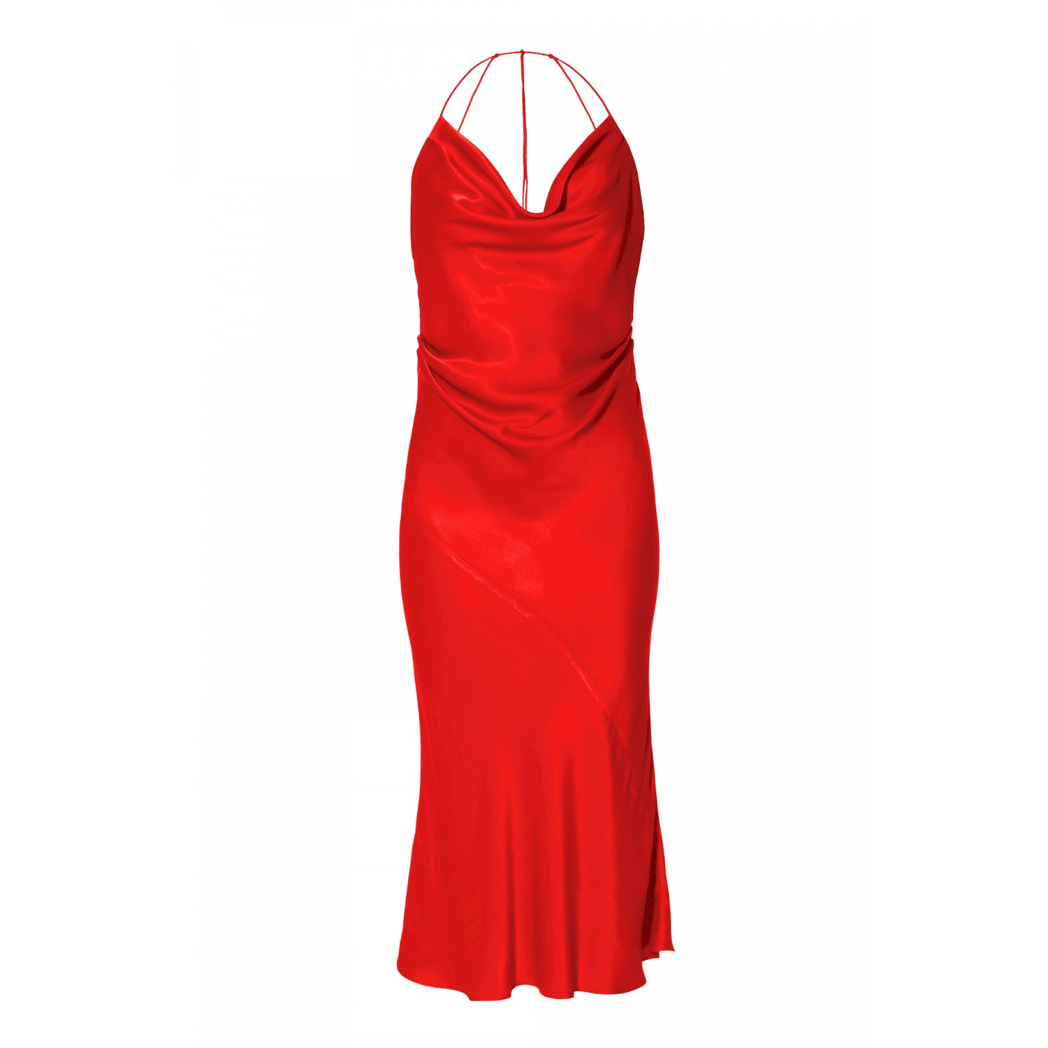 Aggi By Halewski Women's Aurelia Satin Red Midi Slip Dress With Open Back In Red