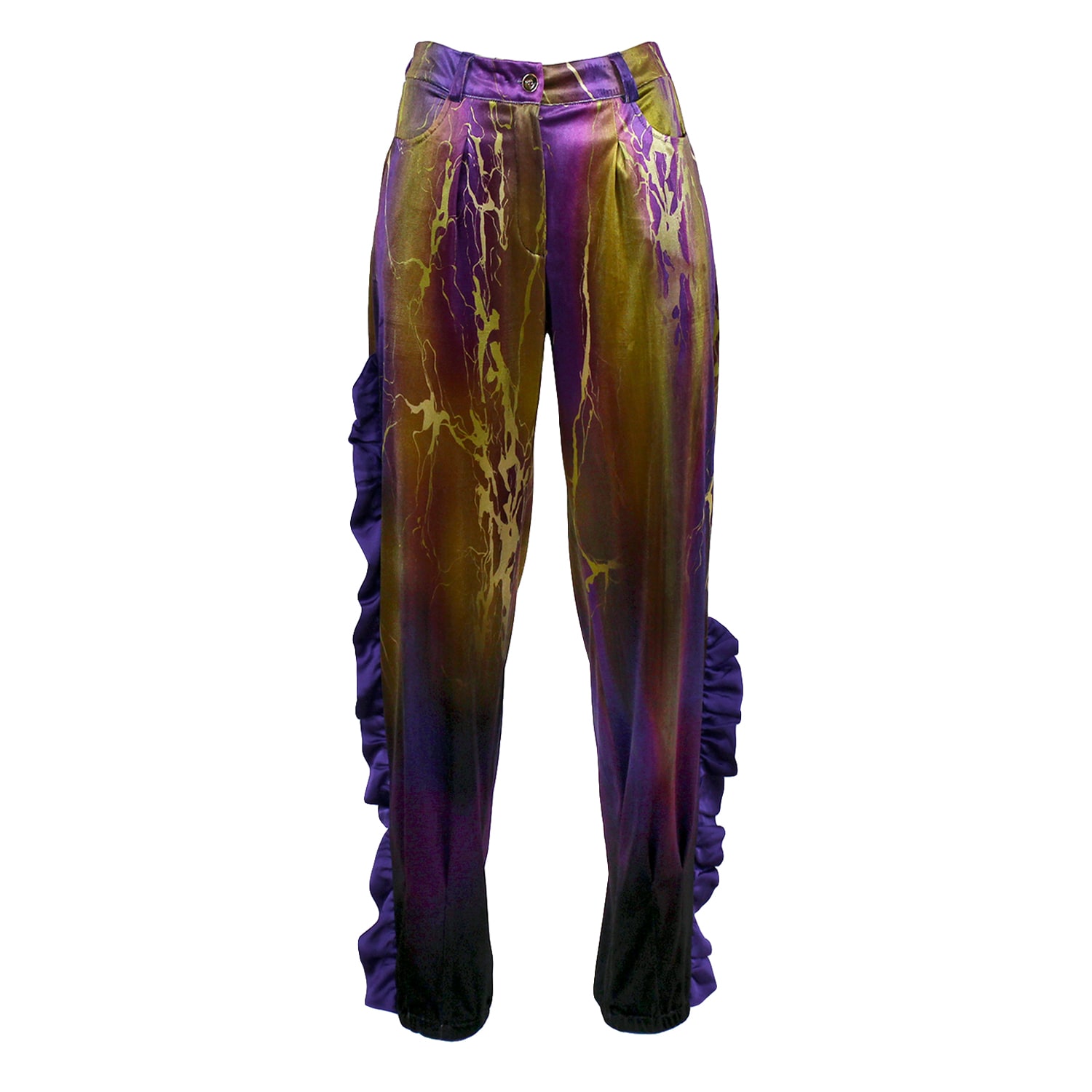 Lalipop Design Women's Abstract Print Velvet High-waist Pants