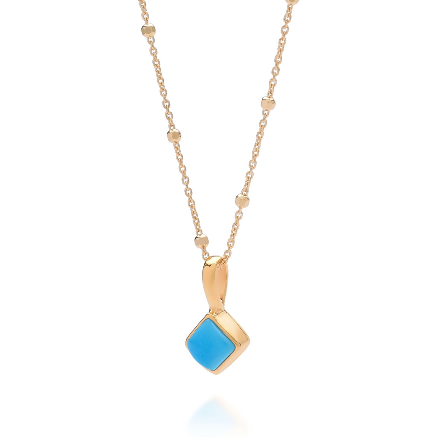 Nellou Jewellery Women's Blue Diamond Turquoise Birthstone Necklace December Gold Plated Sterling Silver In Blue