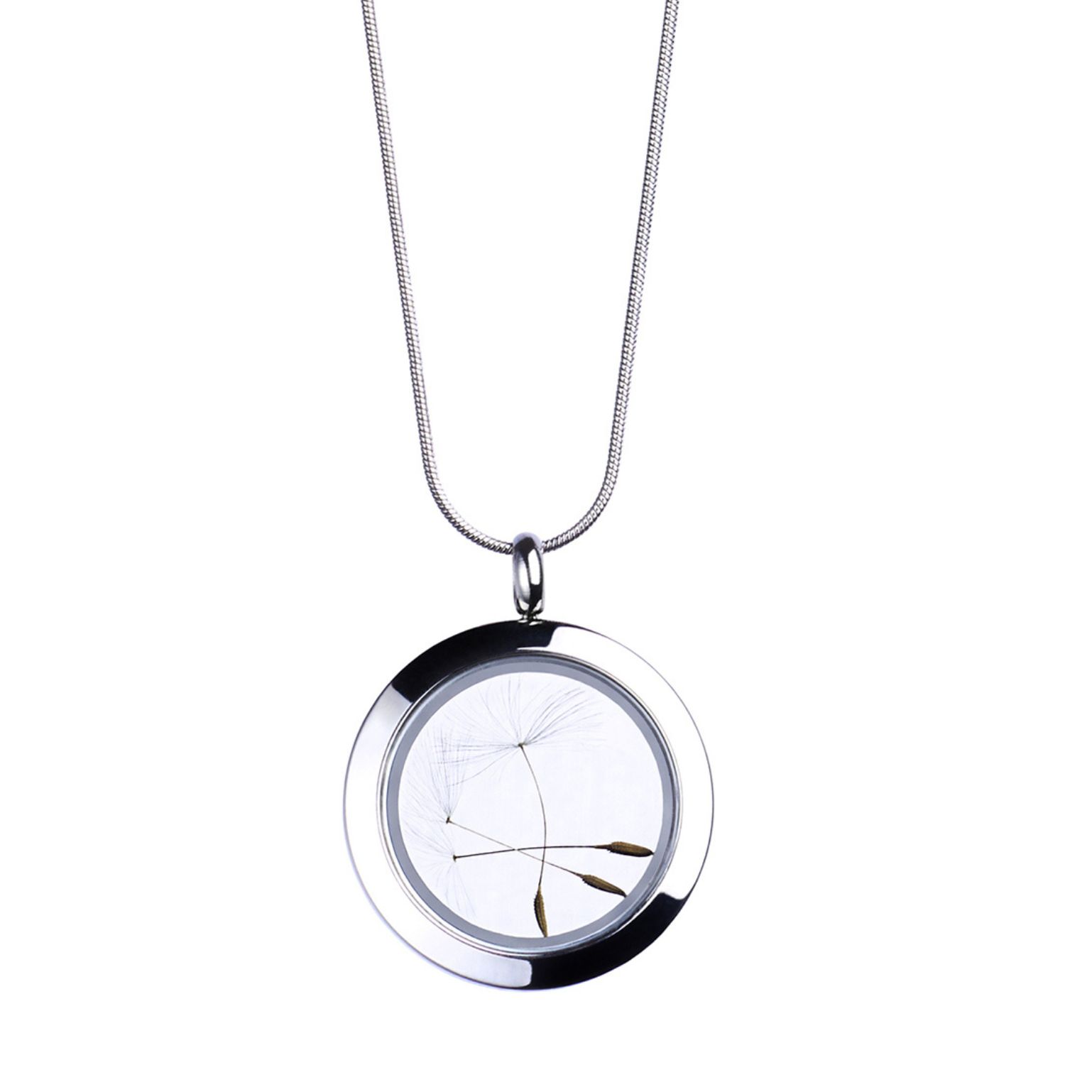 My Little Nature Women's Neutrals / Silver Handcrafted Designer Necklace With Natural Dandelion Seeds - Make A Wish