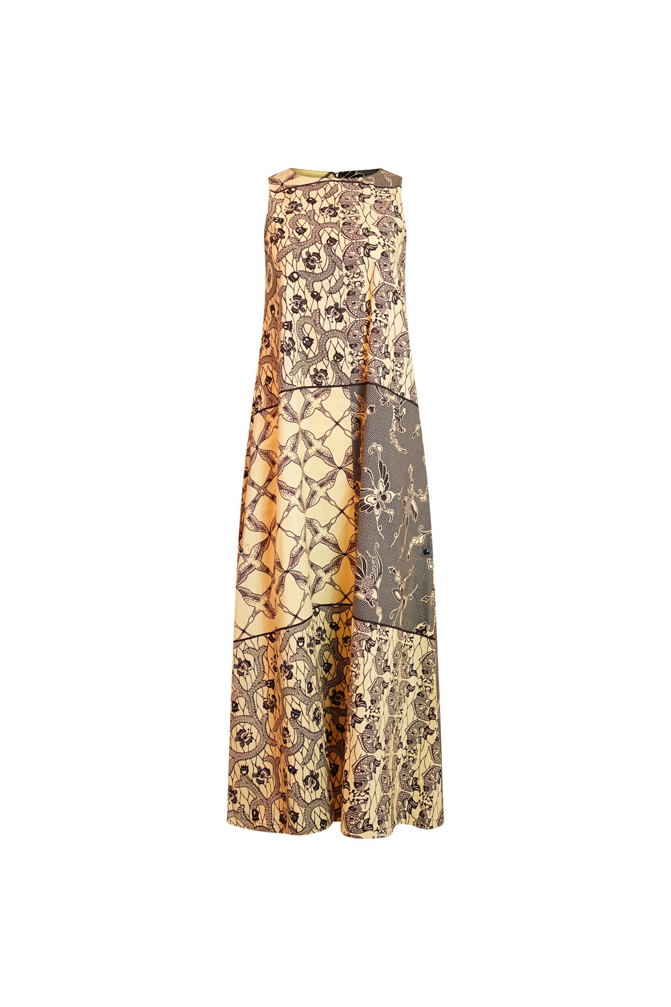 Women’s Neutrals / Brown Esosa Maxi Dress - Nostalgic Botanic Beige & Brown African Ankara Wax Cotton Print Medium Oliveankara