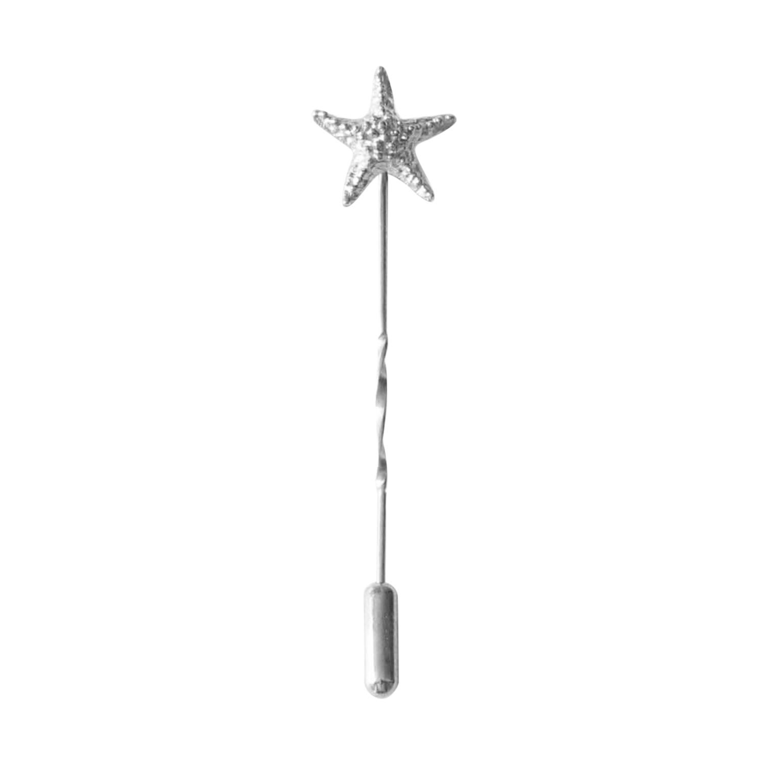 Men’s Starfish Tie Pin/Twist Tie Pin - Silver Lee Renee