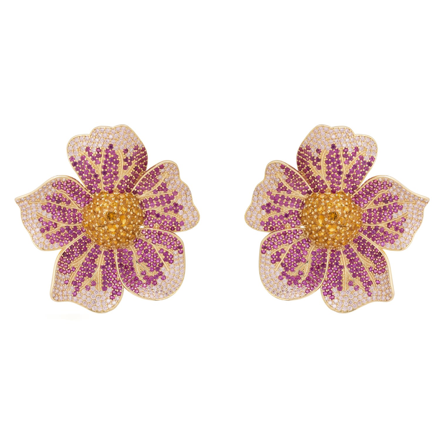 Women’s Pink / Purple / Gold Pansy Pink Earring Gold Latelita