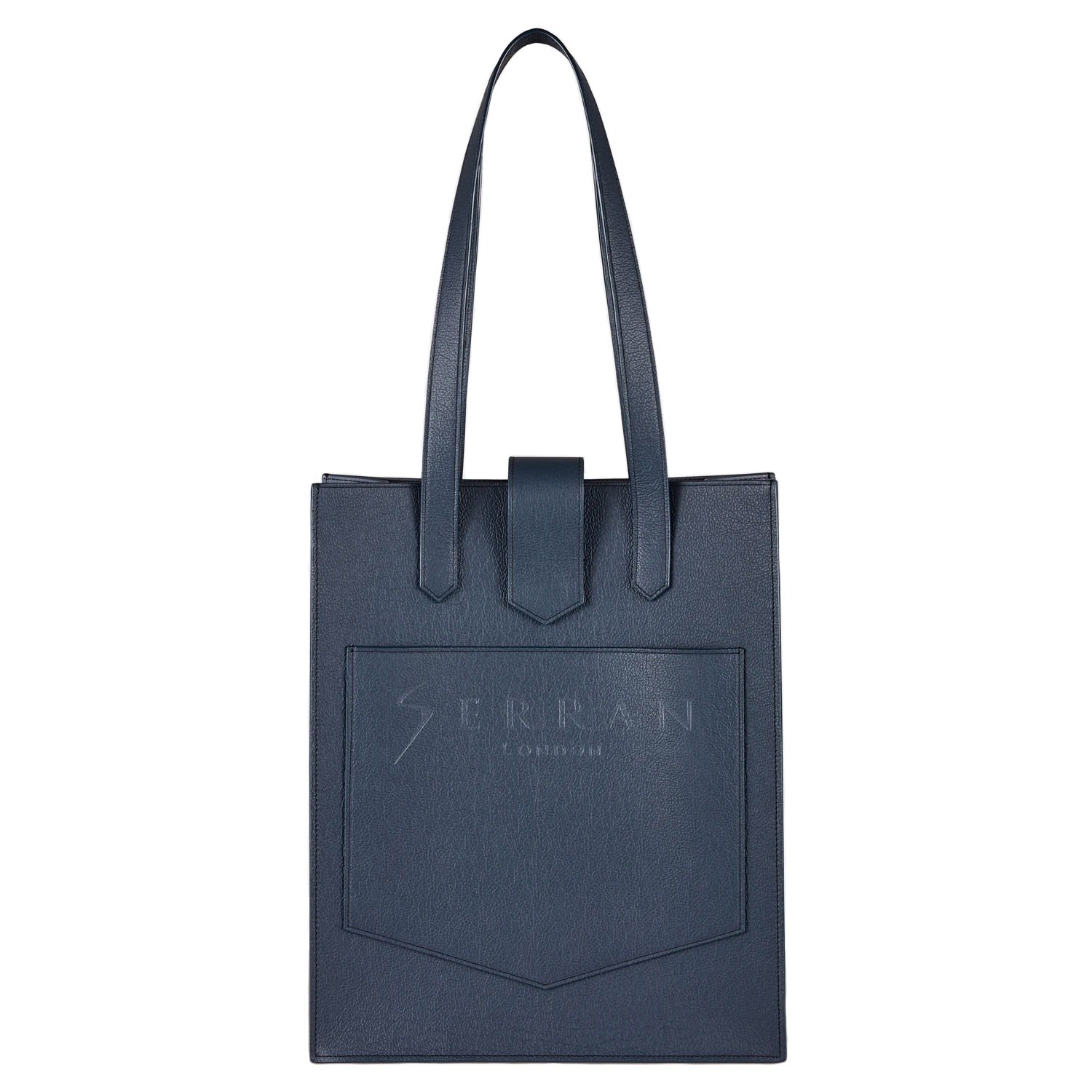 Serran London Men's Blue Leather Tote Bag Navy